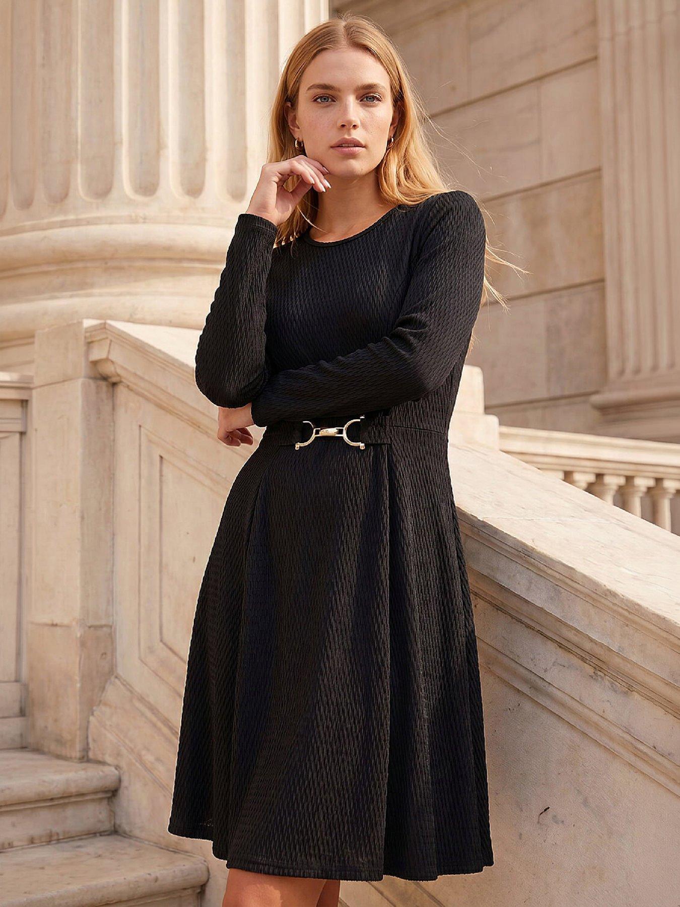 Roman Textured Trim Detail Dress