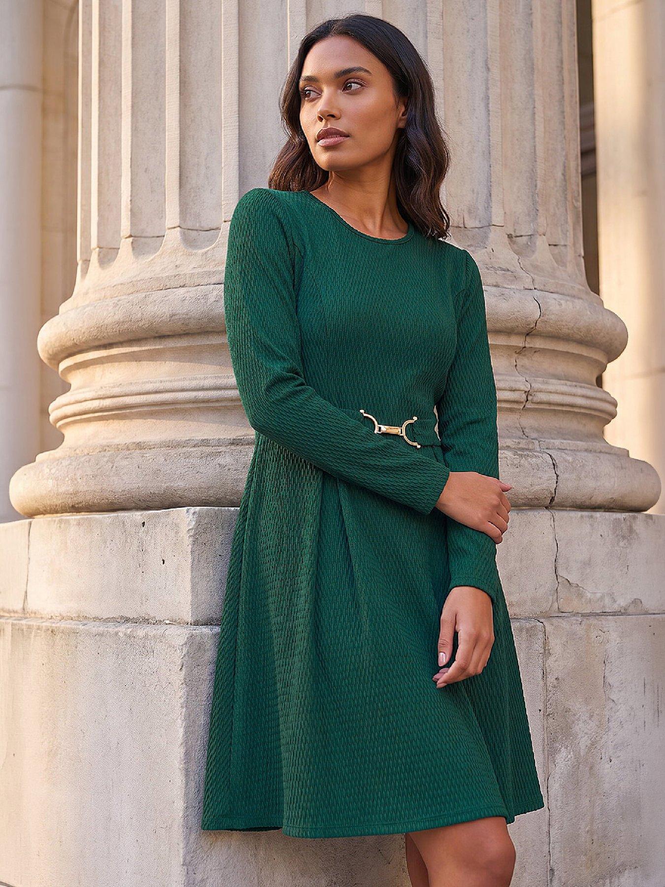 Roman Textured Trim Detail Dress