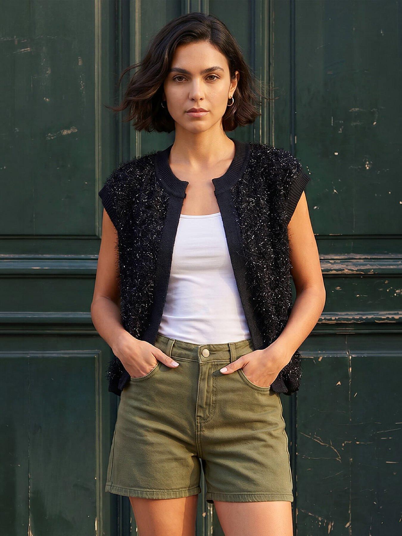 Image 1 of 4 of Roman Fluffy Shimmer Knit Waistcoat