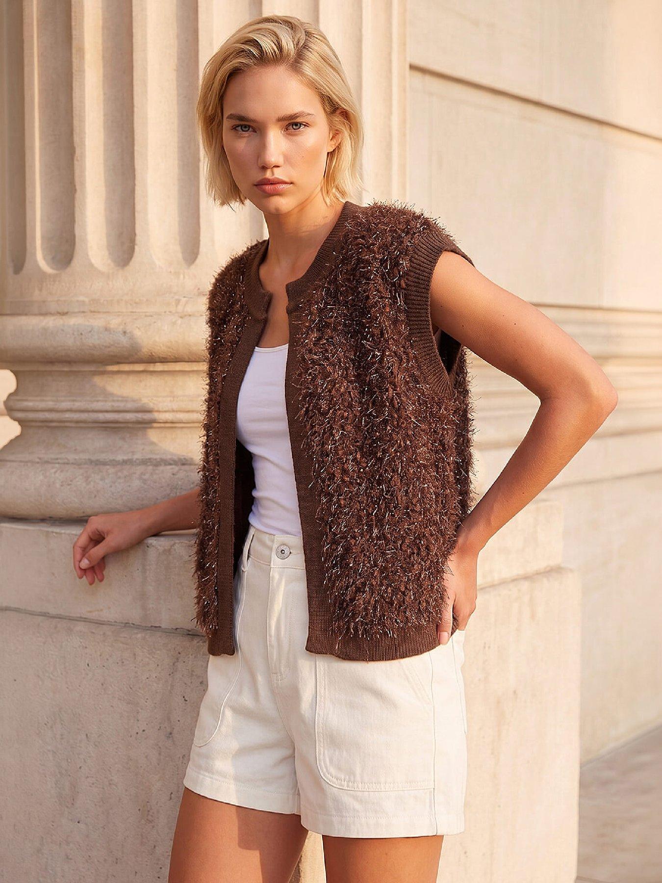 Image 1 of 4 of Roman Fluffy Shimmer Knit Waistcoat