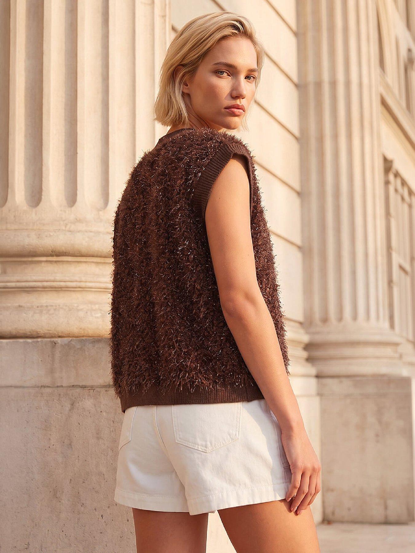 Image 3 of 4 of Roman Fluffy Shimmer Knit Waistcoat