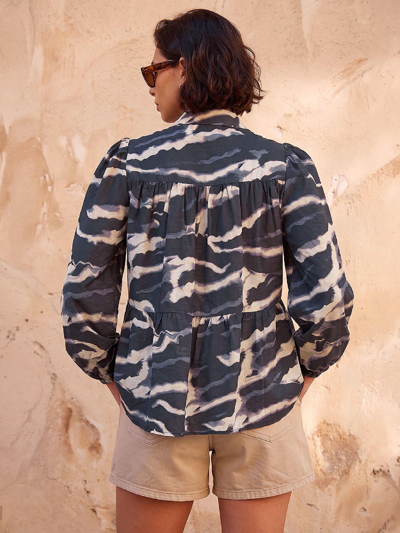 Image 4 of 4 of Roman Abstract Print Tiered Shirt