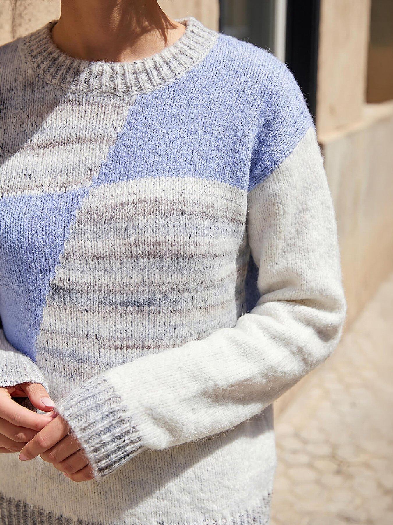 Image 3 of 4 of Roman Textured Colour Block Knit Jumper