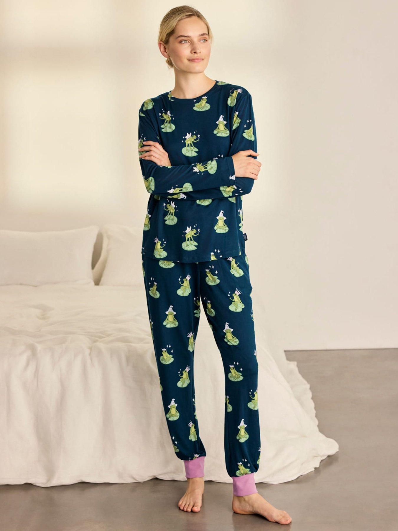CHELSEA PEERS Chelsea Peers Enchanted Frog Print Long Pyjama Set - Teal