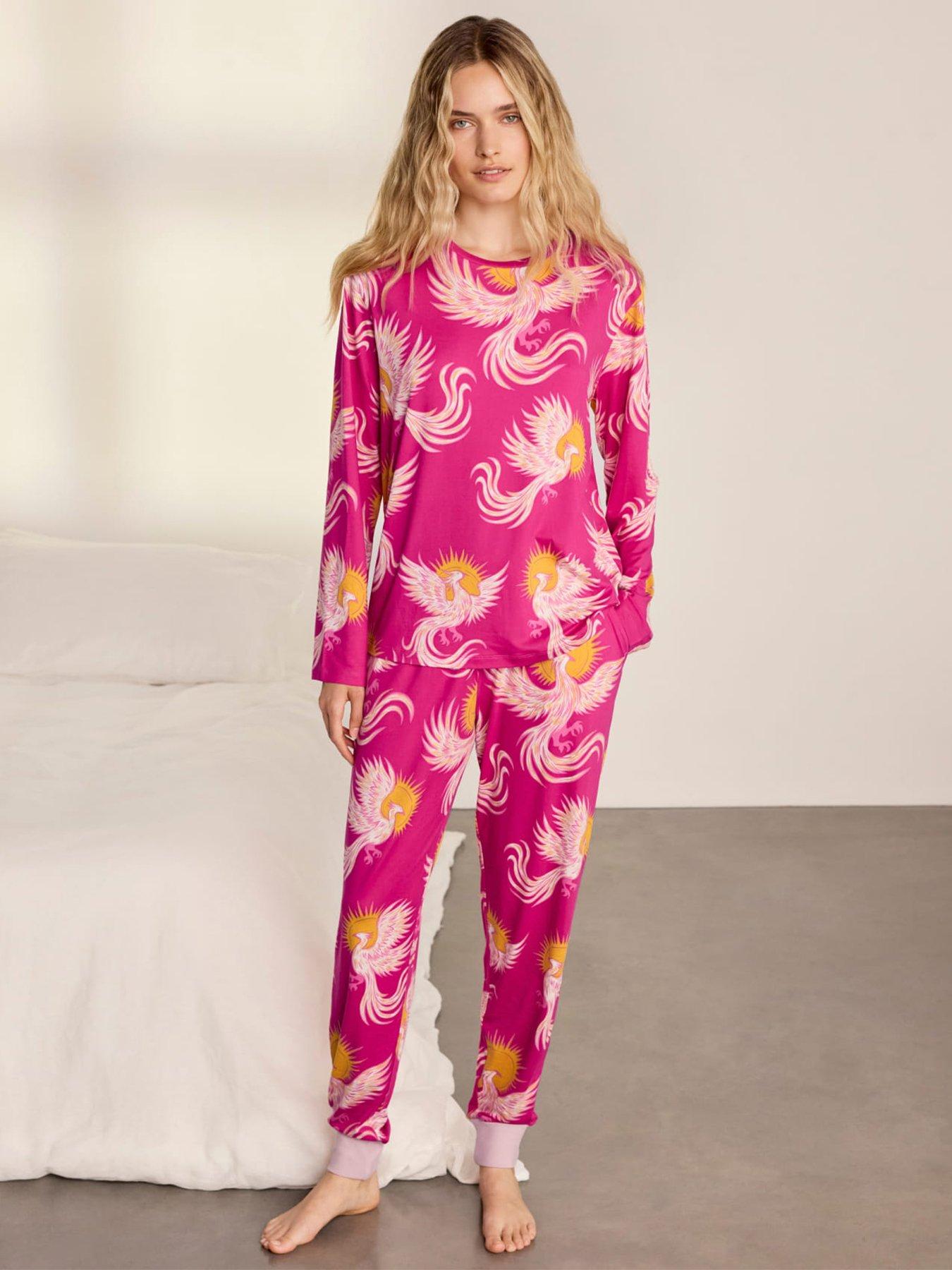 CHELSEA PEERS Chelsea Peers Solar Phoenix Print Long Pyjama Set - Pink