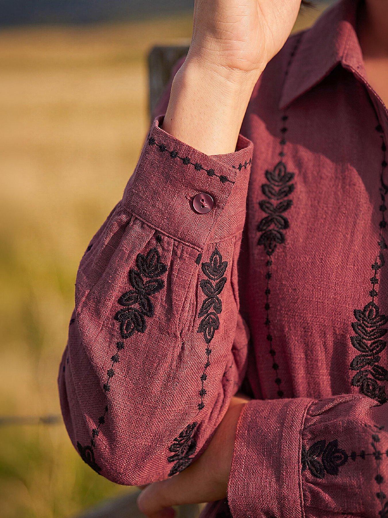 Image 2 of 4 of Roman Embroidered Belted Midi Dress
