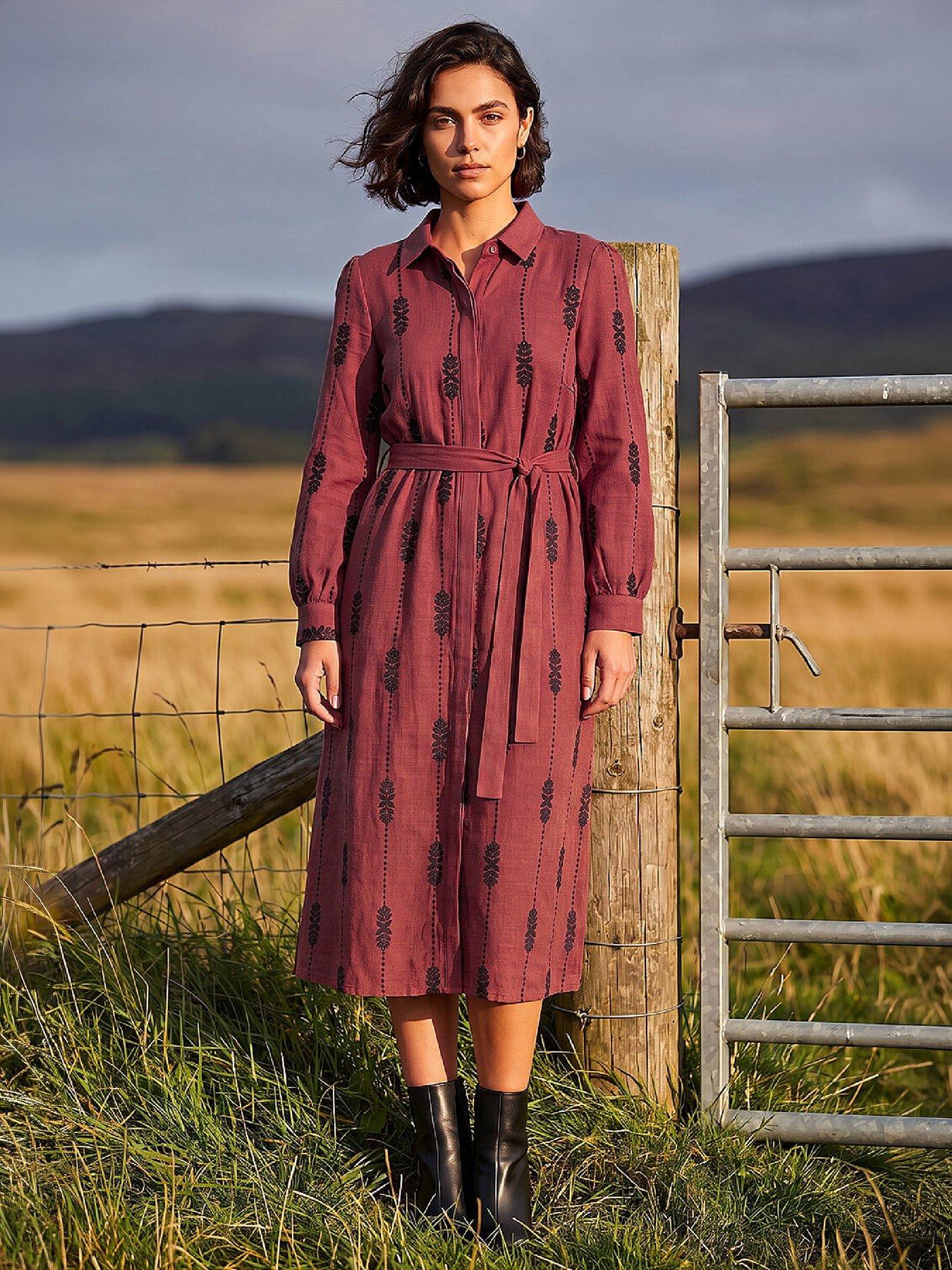 Image 3 of 4 of Roman Embroidered Belted Midi Dress