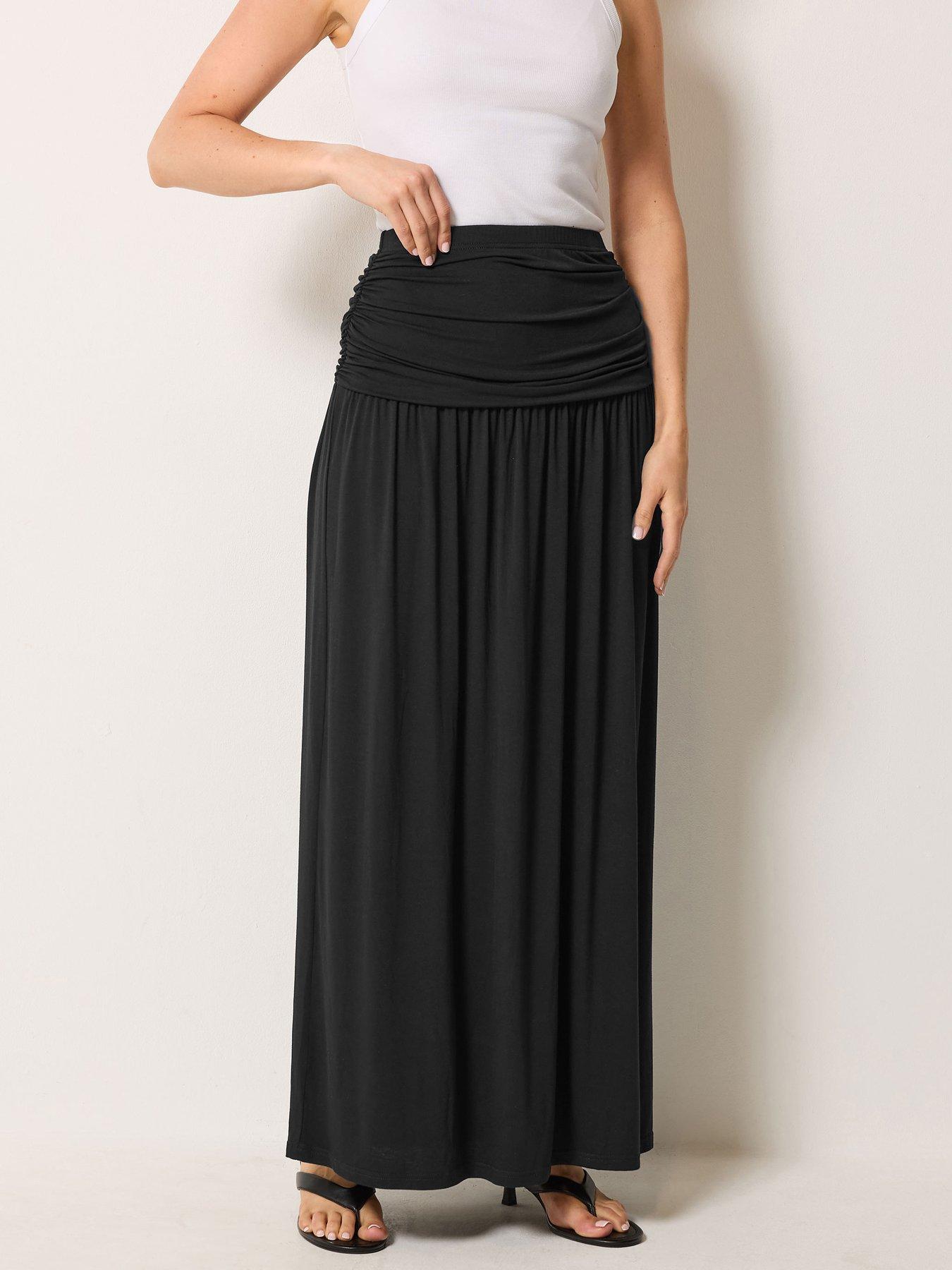 Long Tall Sally Ruched Waist Maxi Skirt - Black
