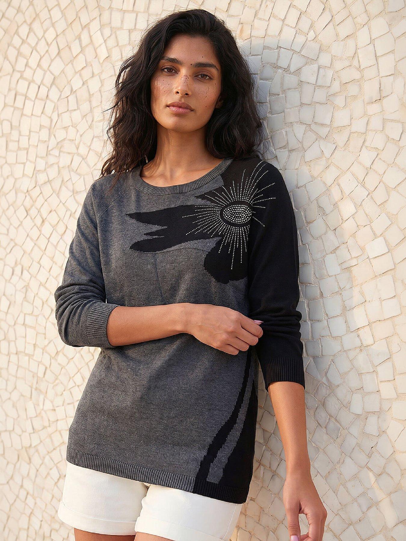 Image 1 of 4 of Roman Floral Sparkly Hotfix Knit Jumper