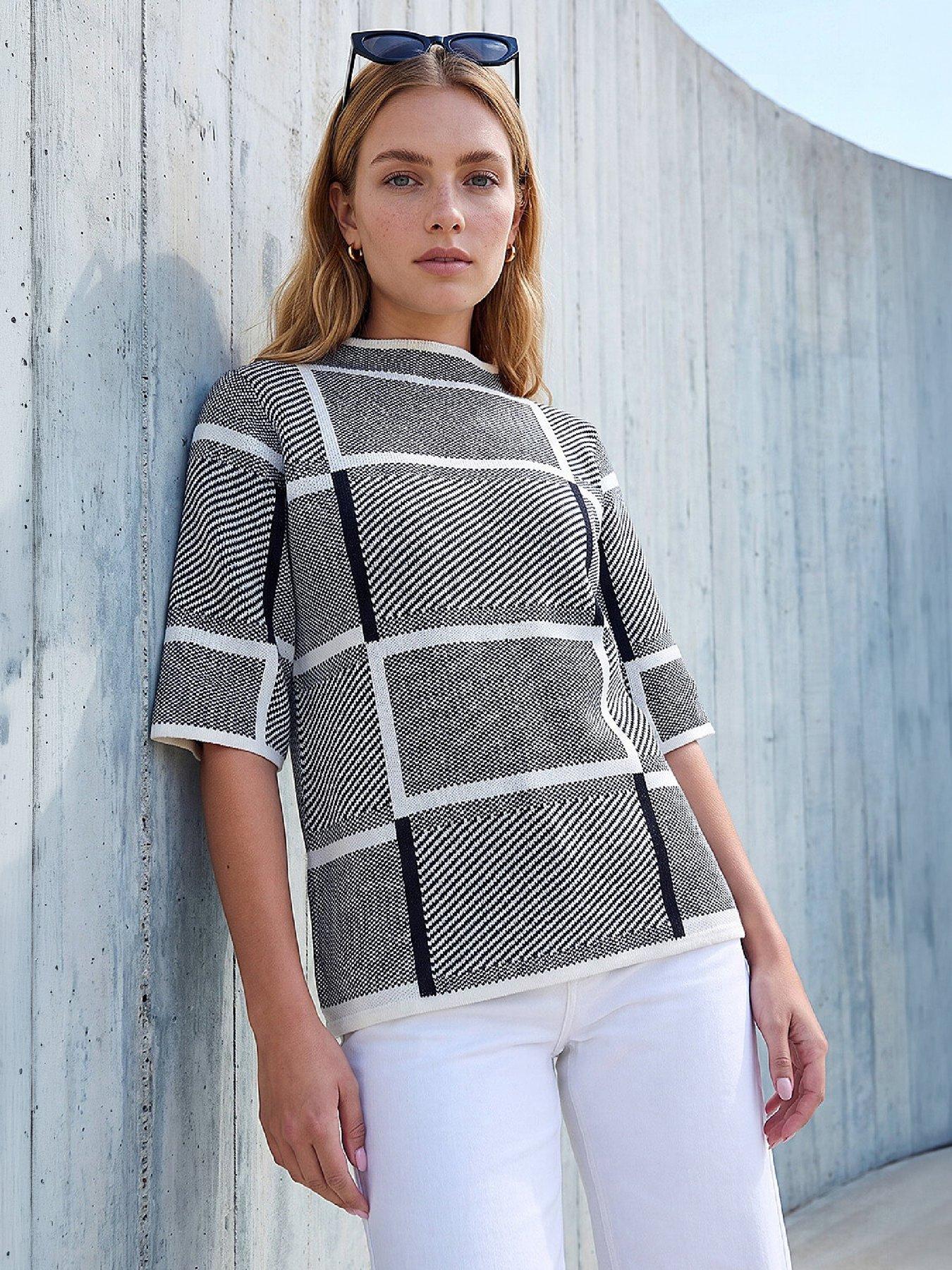 Image 1 of 4 of Roman Check Short Sleeve Jumper