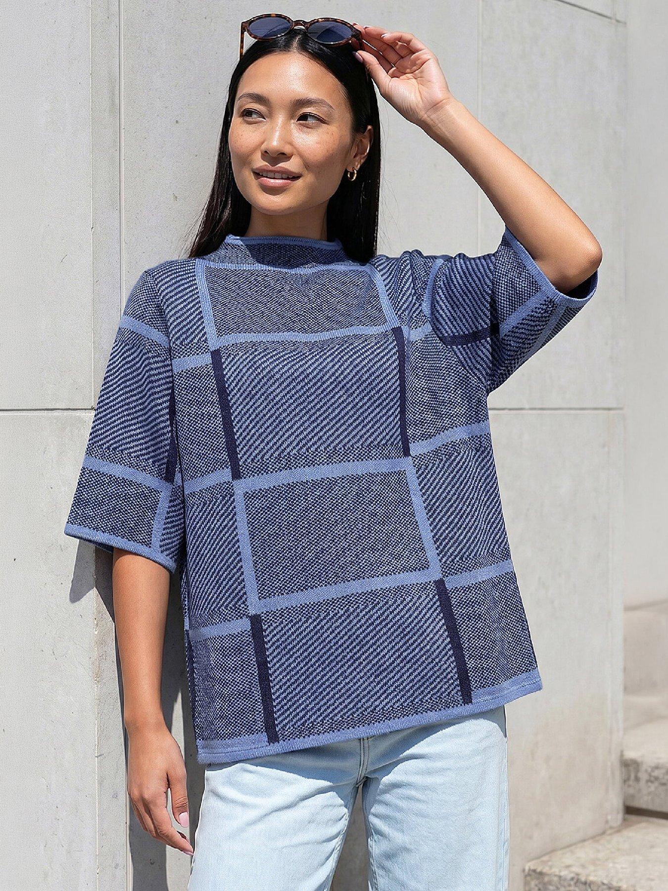Image 1 of 4 of Roman Check Short Sleeve Jumper