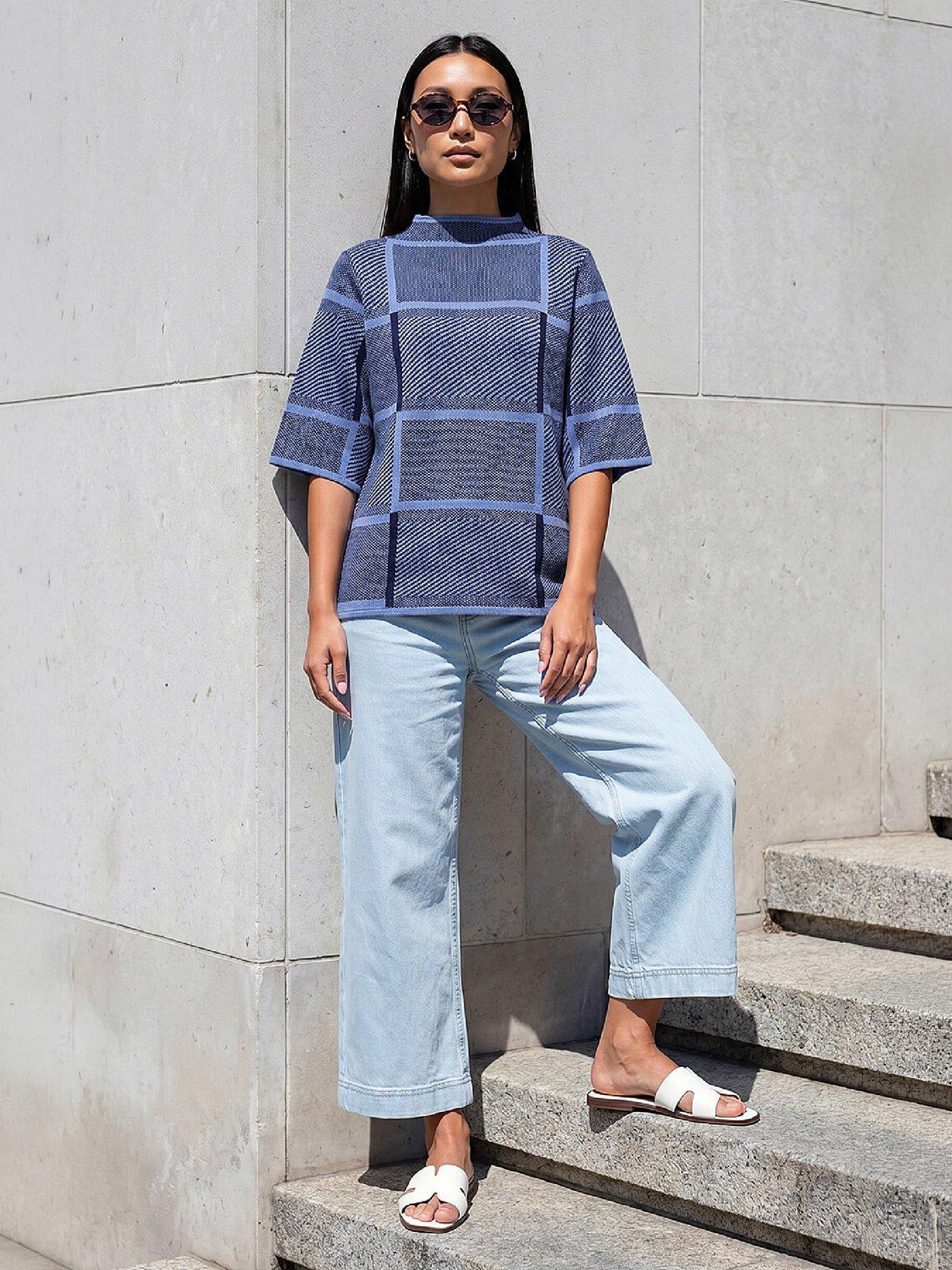 Image 4 of 4 of Roman Check Short Sleeve Jumper