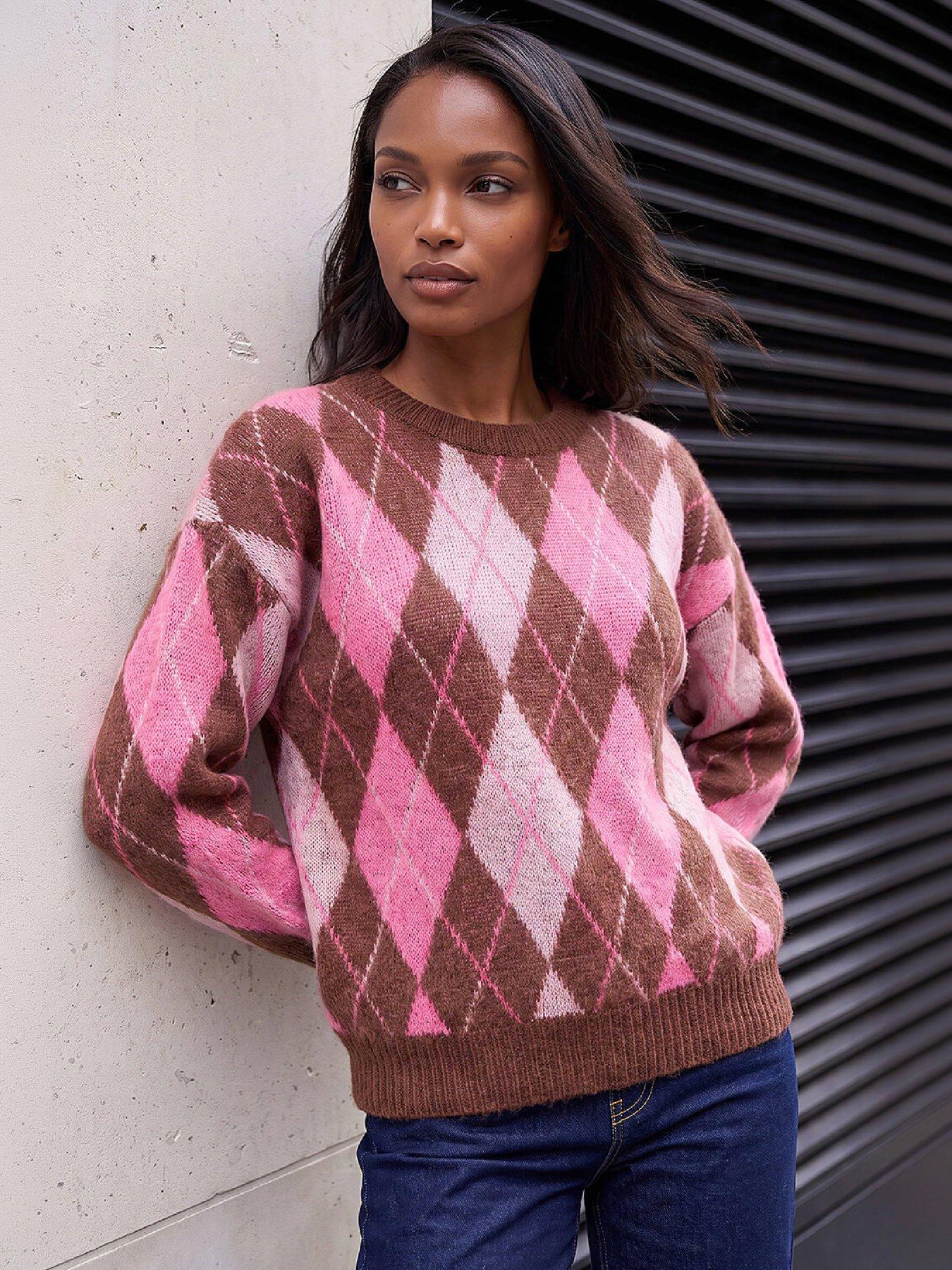 Roman Soft Knit Argyle Crew Jumper