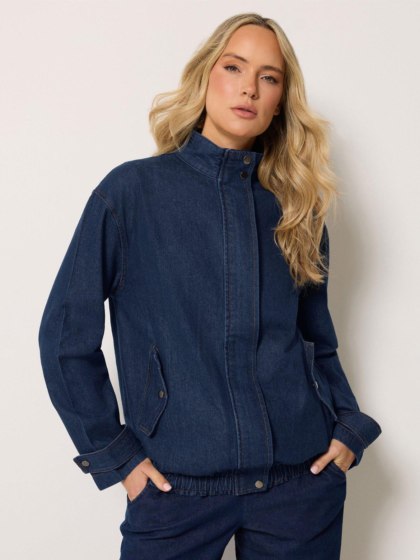 Long Tall Sally Tall Funnel Neck Denim Bomber Jacket