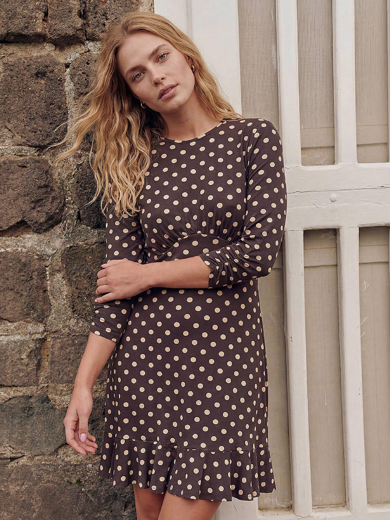 Image 1 of 4 of Roman Polka Dot Frill Dress