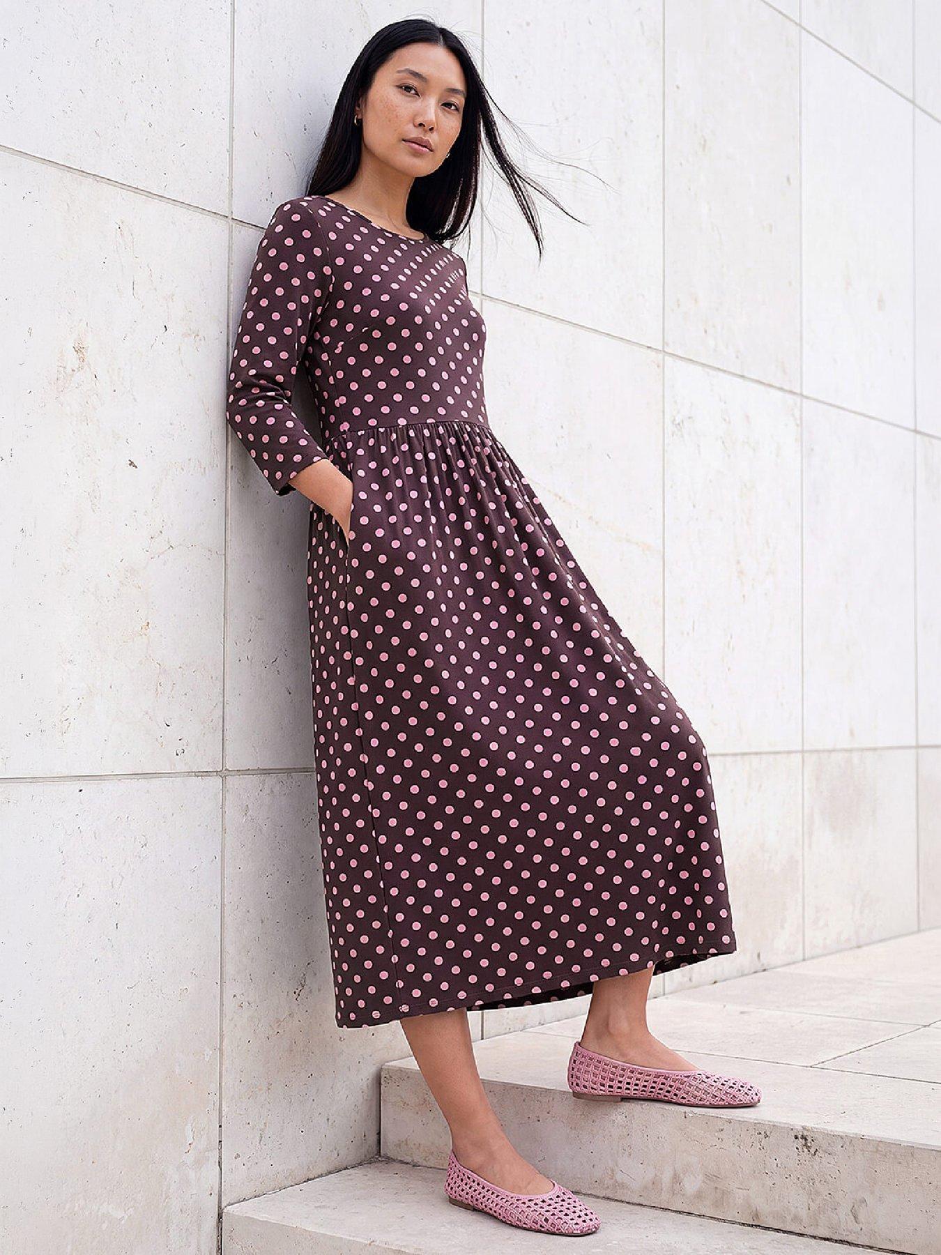 Roman Polka Dot Print Pocket Dress