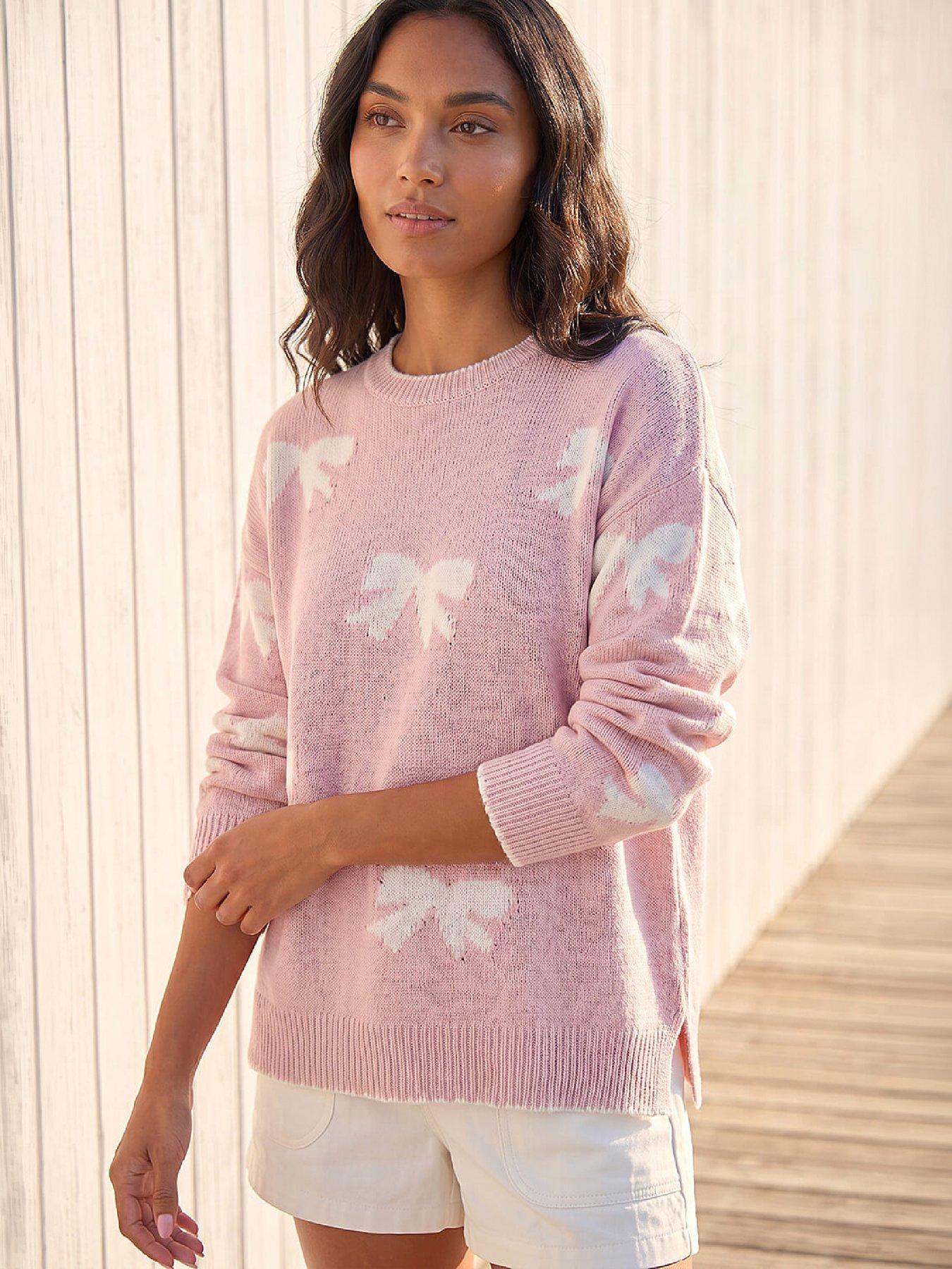 Roman Bow Contrast Stitch Knit Jumper