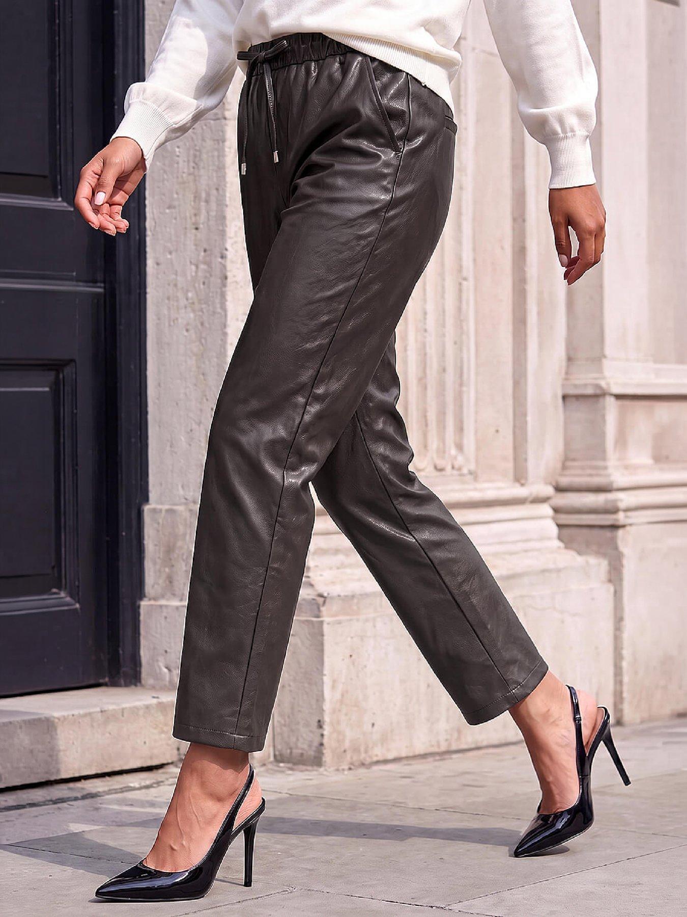 Image 1 of 4 of Roman Petite Textured Pu Trouser