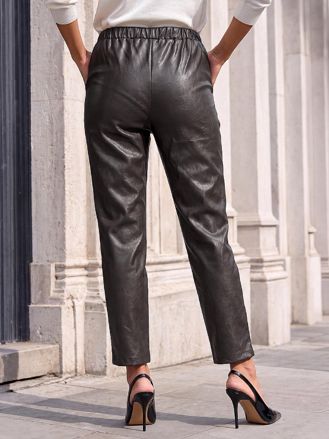 Image 3 of 4 of Roman Petite Textured Pu Trouser