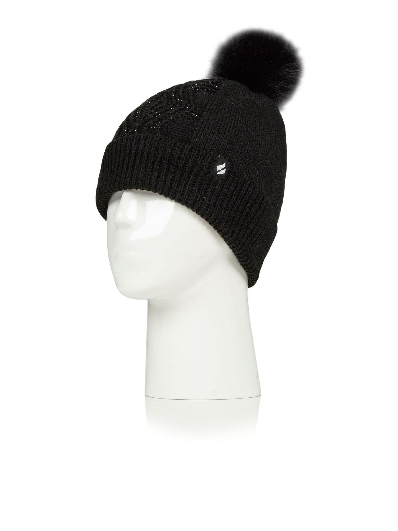 Image 1 of 4 of Heat Holders HEAT HOLDERS CENTRE CABLE HAT WITH LUREX - BLACK