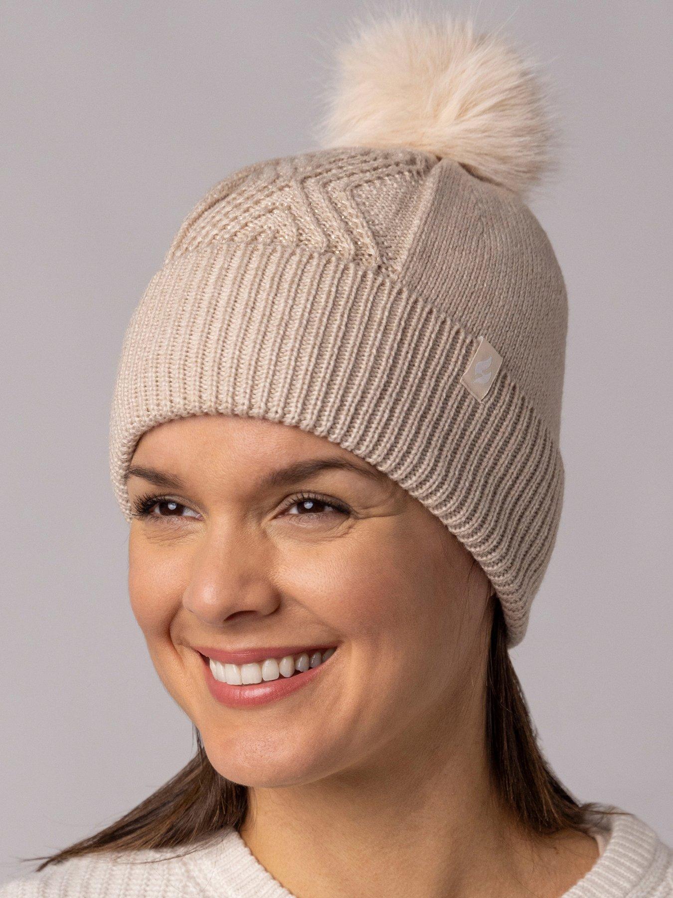 Image 2 of 4 of Heat Holders HEAT HOLDERS CENTRE CABLE HAT WITH LUREX - OATMEAL MELANGE