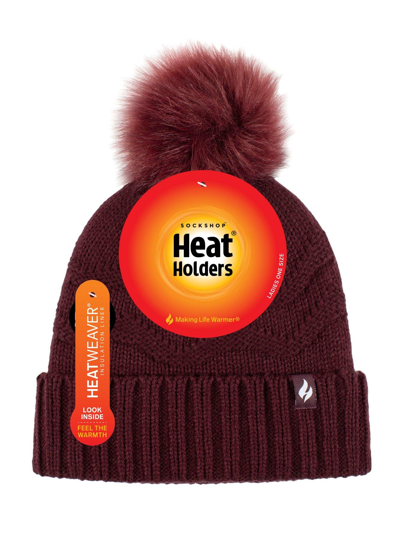 Image 3 of 3 of Heat Holders HEAT HOLDERS ZIG ZAG TURNOVER CUFF POM POM HAT - WINE