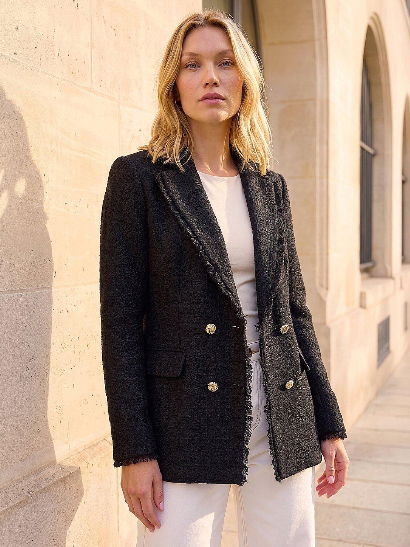 Roman Frayed Edge Boucle Jacket