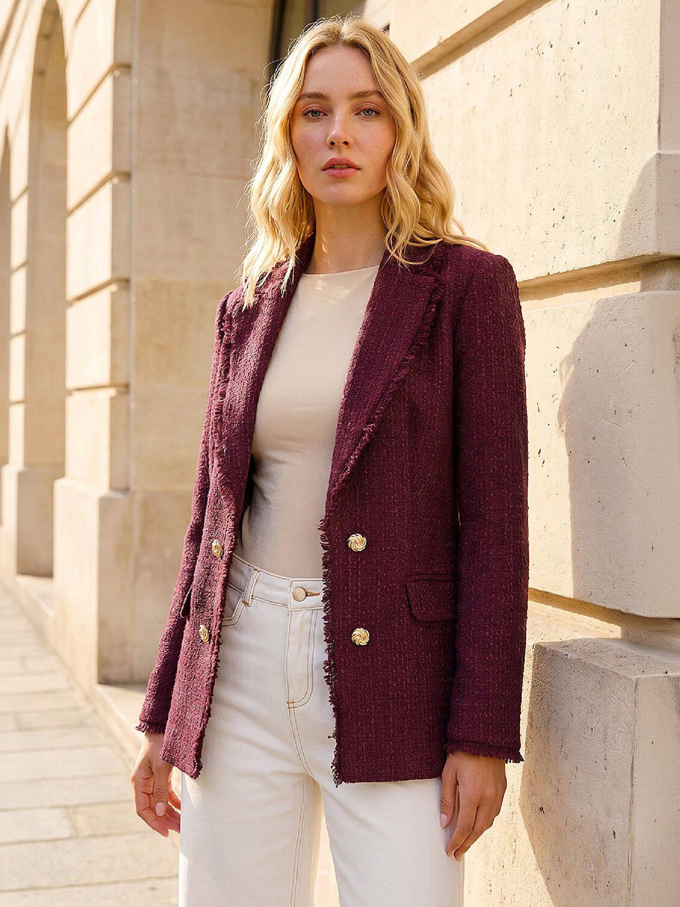 Roman Frayed Edge Boucle Jacket