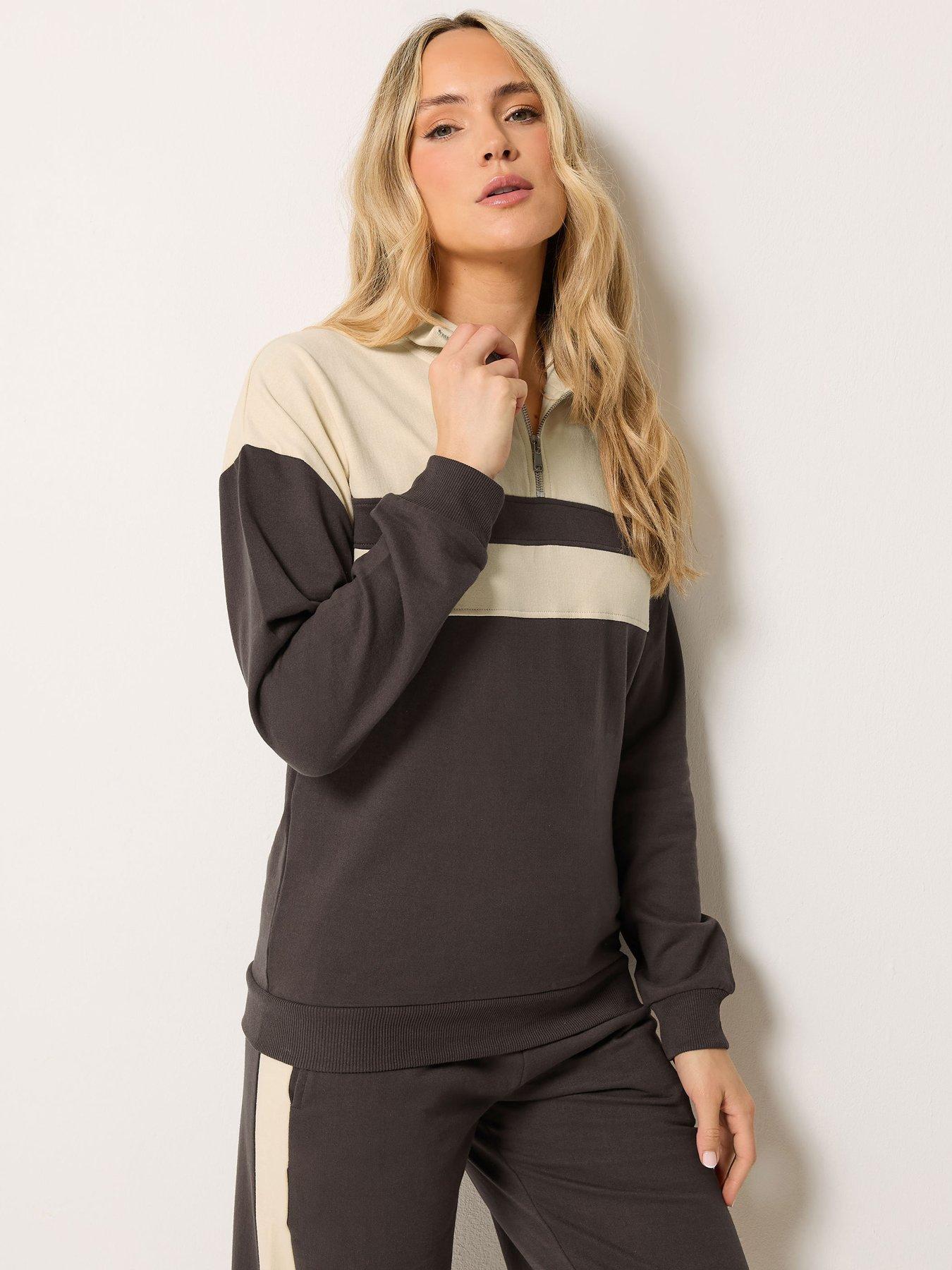 Long Tall Sally Colour Block Half Zip Sweatshirt - Brown