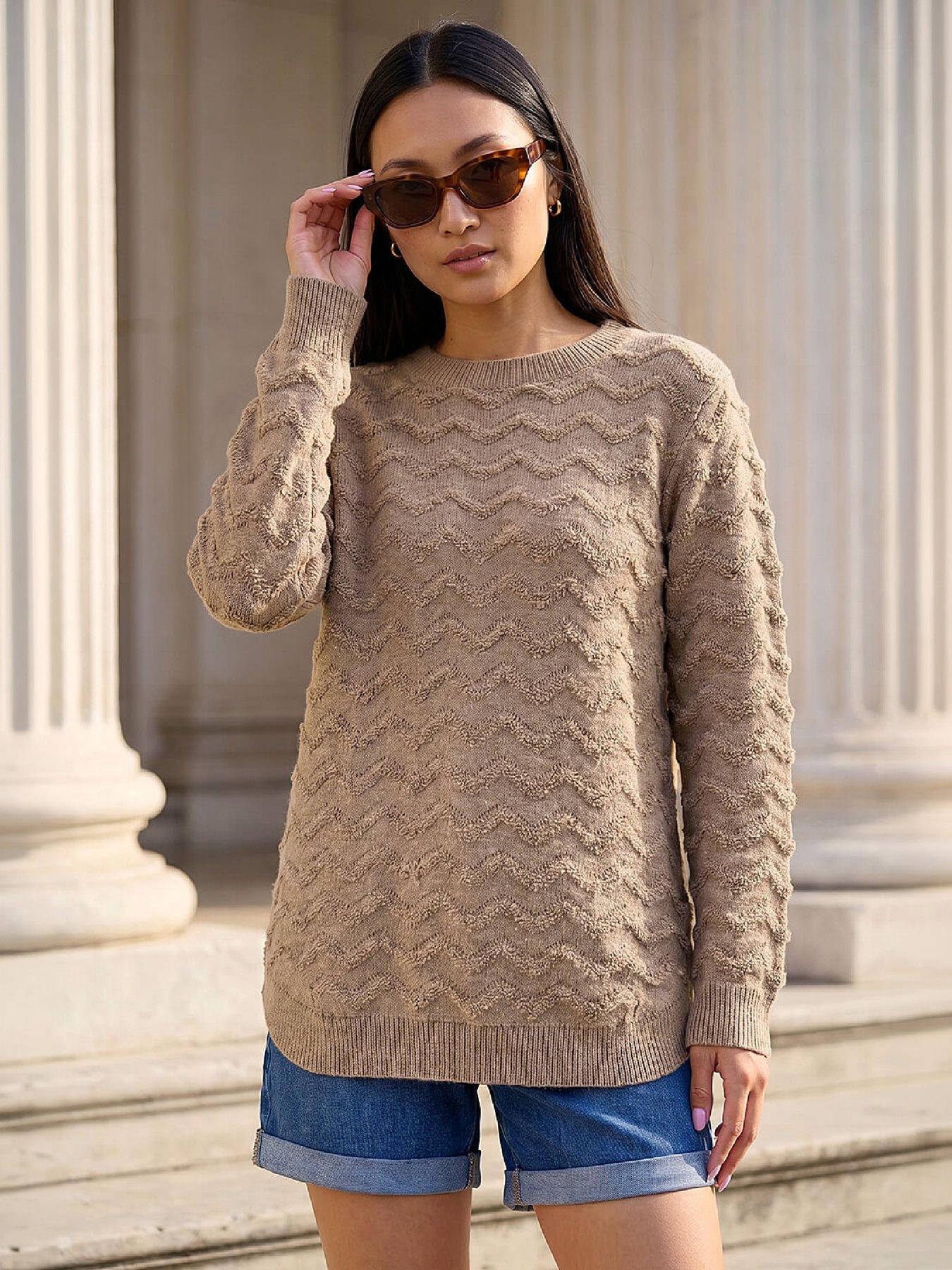 Roman Shimmer Curved Hem Jumper