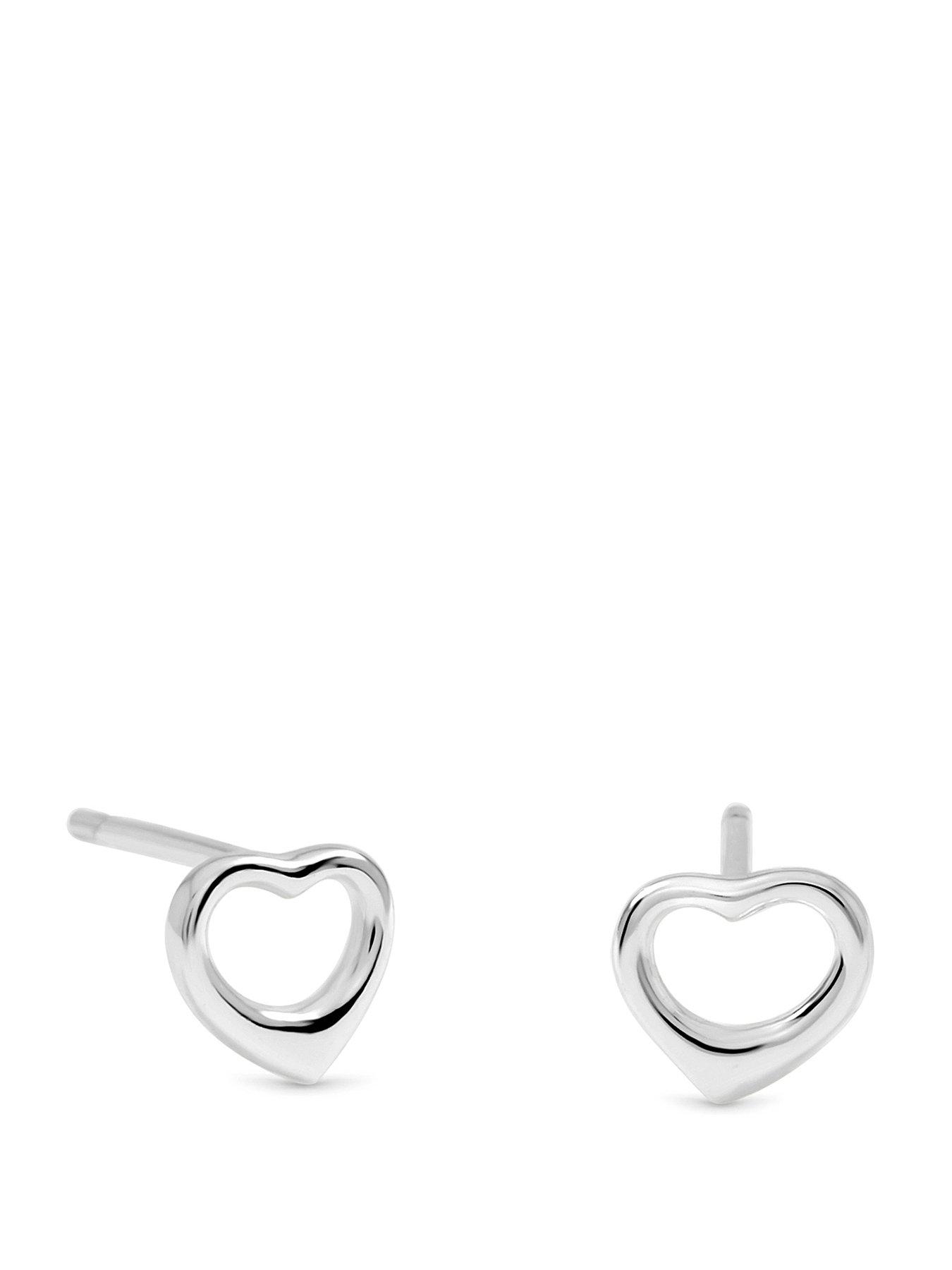Simply Silver Simply Silver 925 Sterling Silver Open Heart Stud Earrings