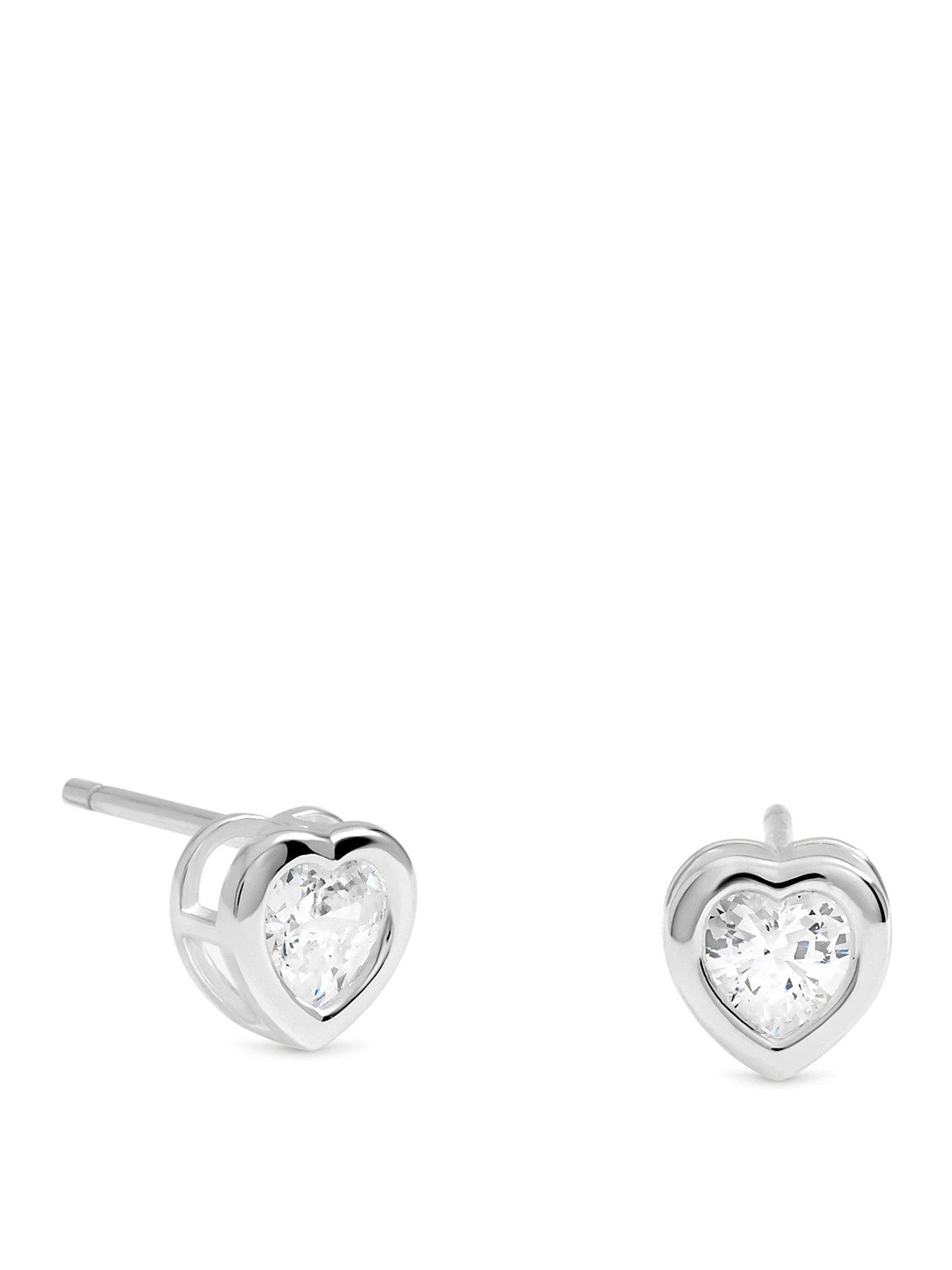 Simply Silver Simply Silver 925 Sterling Silver Bezel Heart Stud Earrings