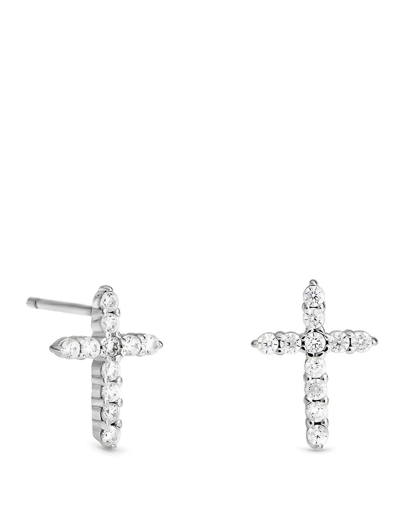 Image 1 of 2 of Jon Richard Simply Silver 925 Sterling Silver New Cross Stud Earrings
