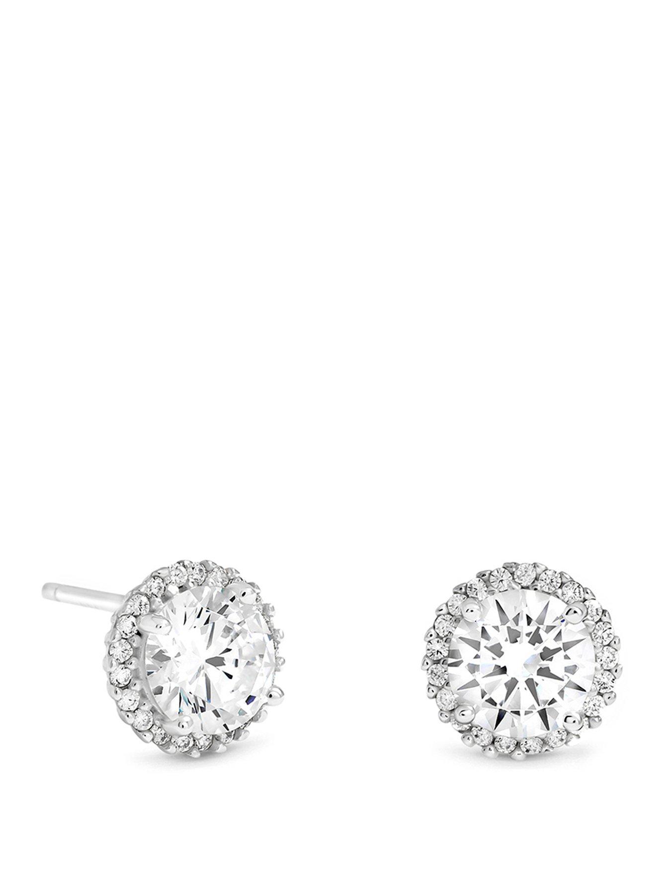 Jon Richard Simply Silver 925 Sterling Silver Brilliant Round Clara Halo Studs