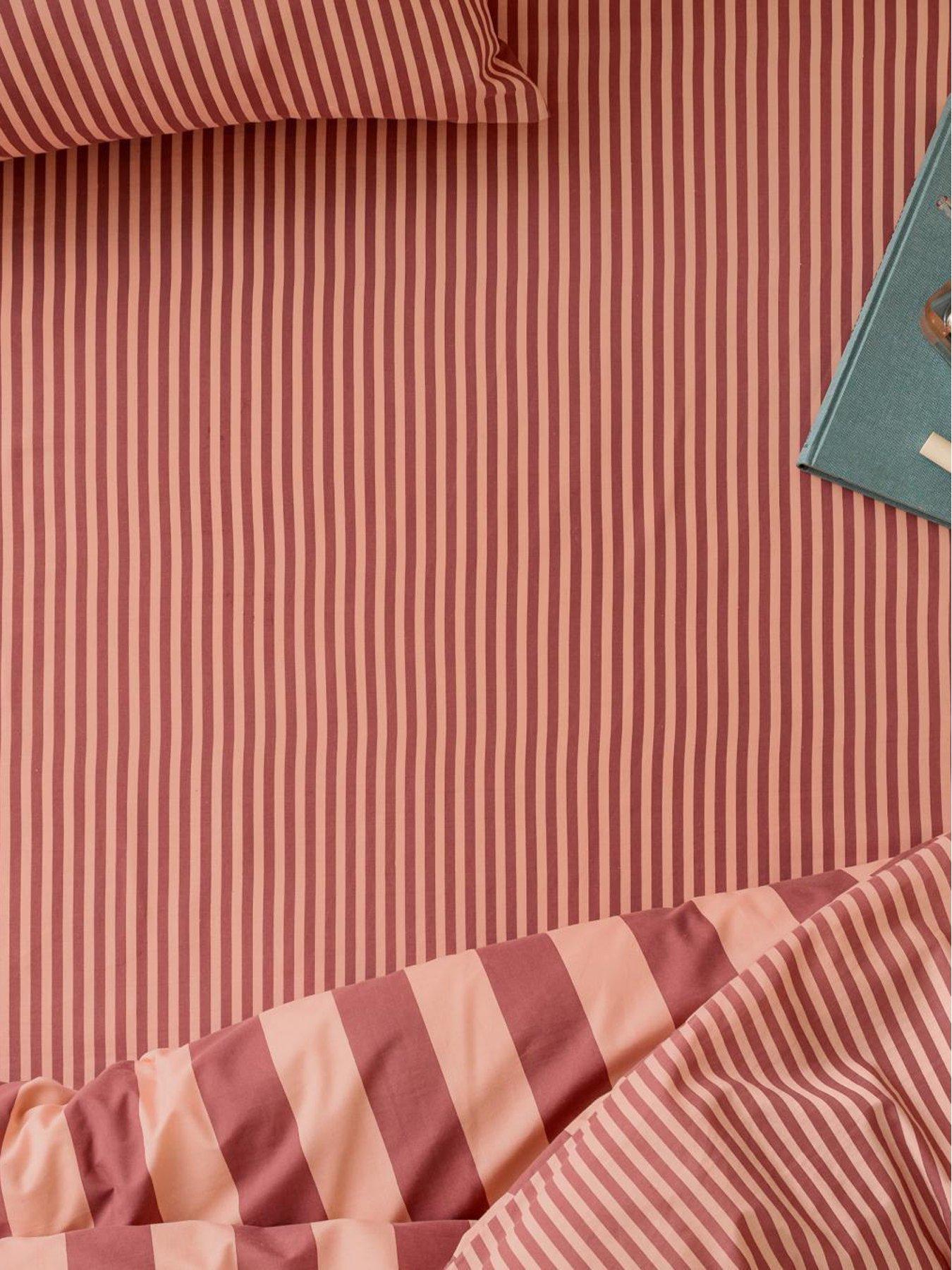 Image 1 of 3 of Furn The Ultimate Stripe Double Fitted Sheet Raspberry Smoothie