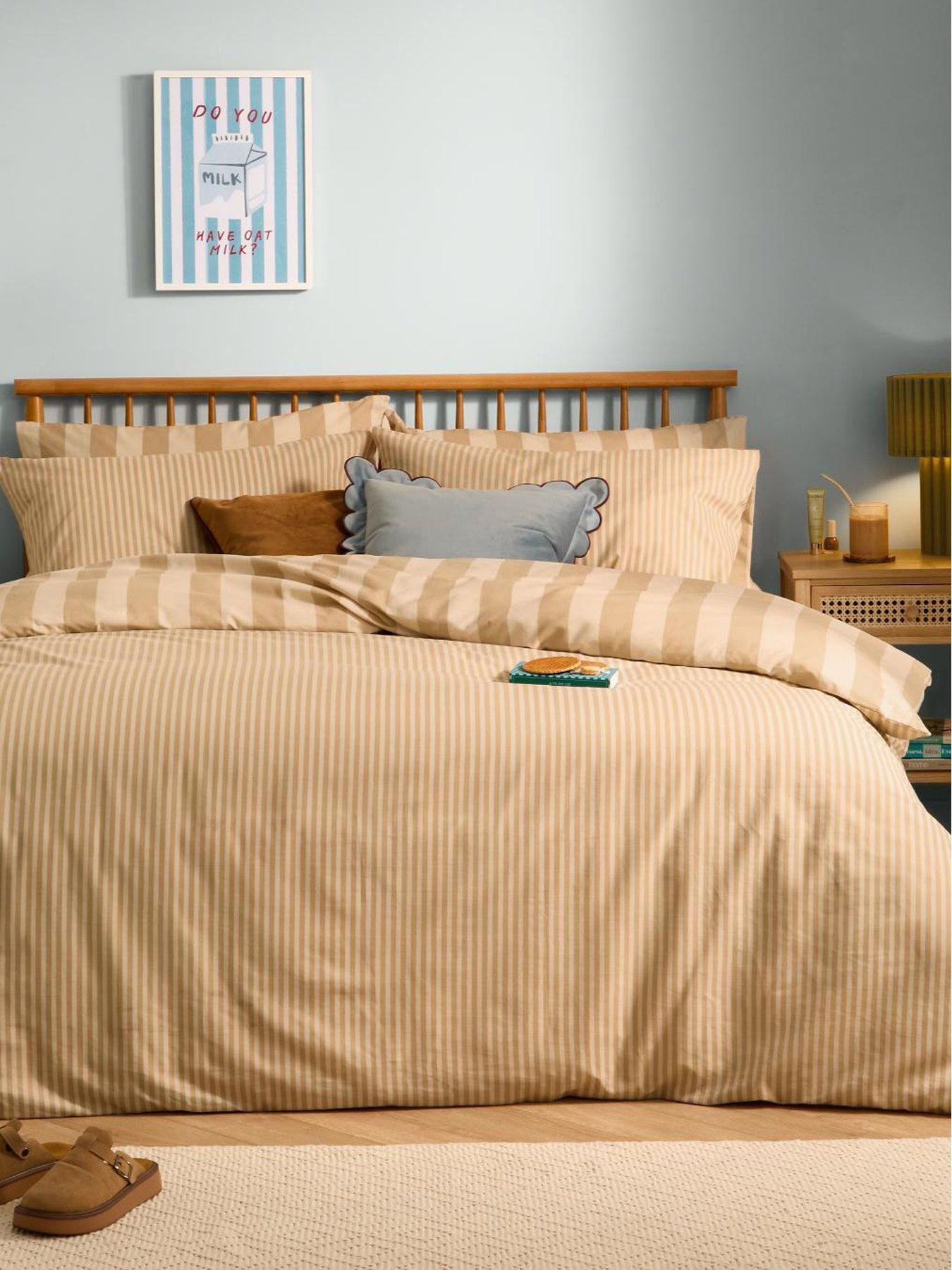 Image 1 of 4 of Furn The Ultimate Stripe Single Duvet Set Caramel Latte