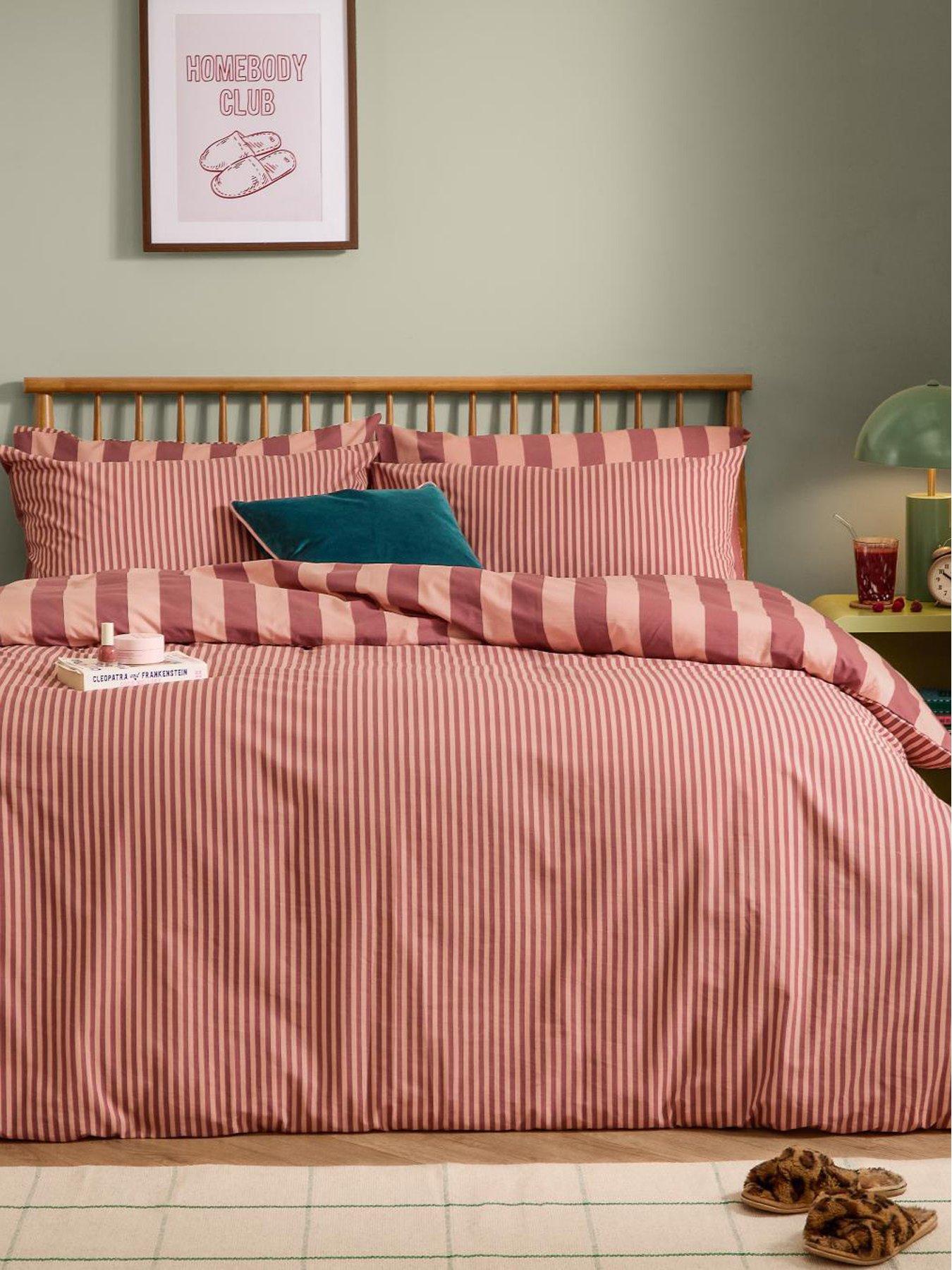 Image 1 of 4 of Furn The Ultimate Stripe Double Duvet Set Raspberry Smoothie