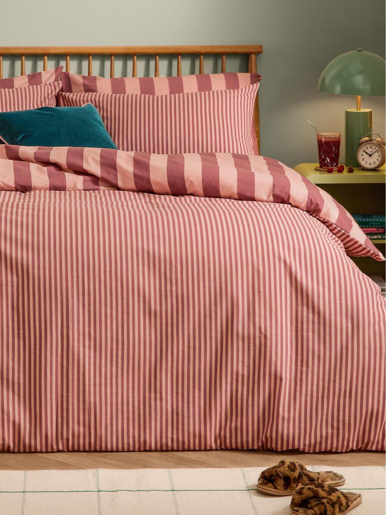Image 4 of 4 of Furn The Ultimate Stripe Double Duvet Set Raspberry Smoothie