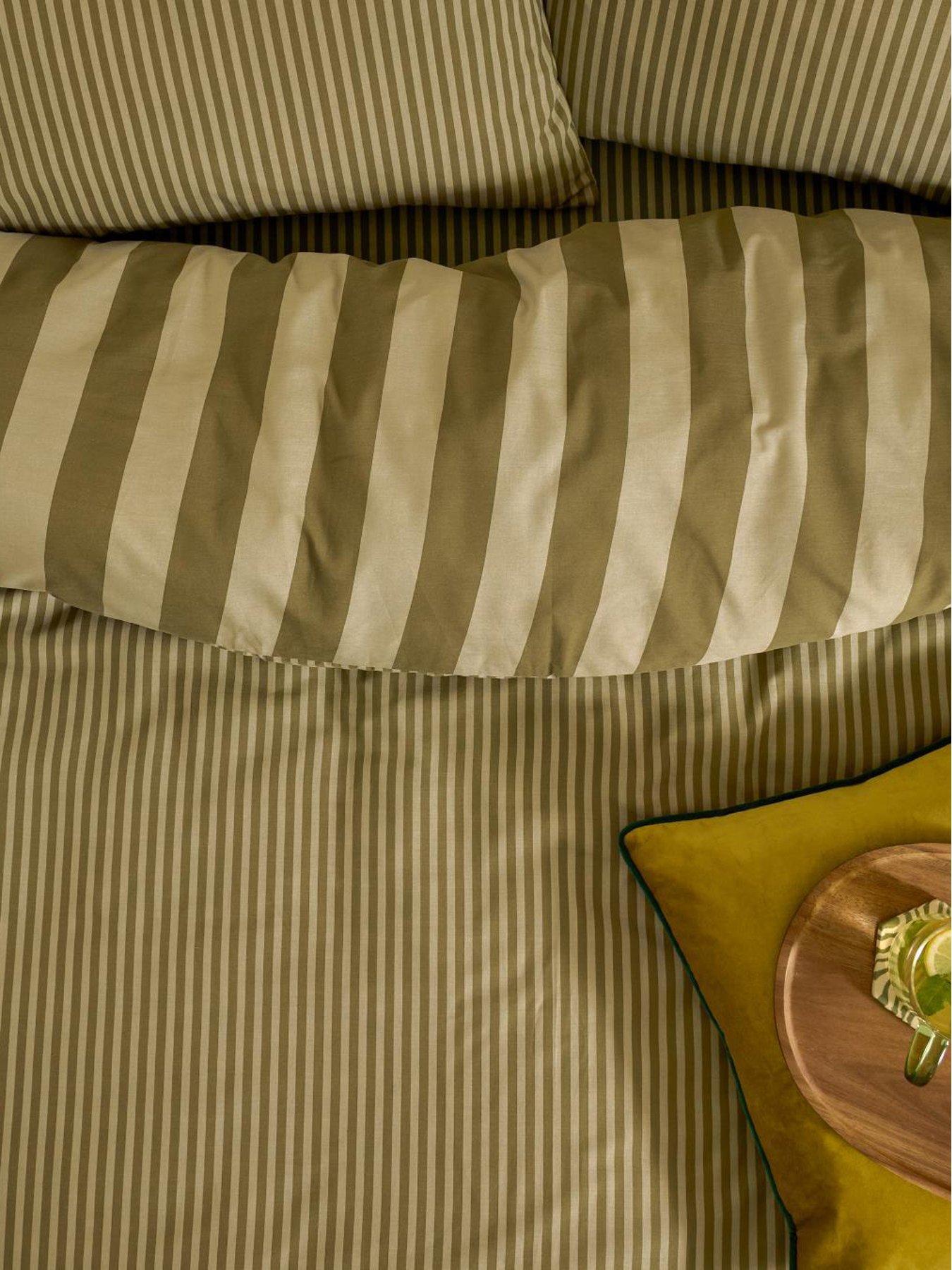 Image 3 of 4 of Furn The Ultimate Stripe Double Duvet Set Green Tea