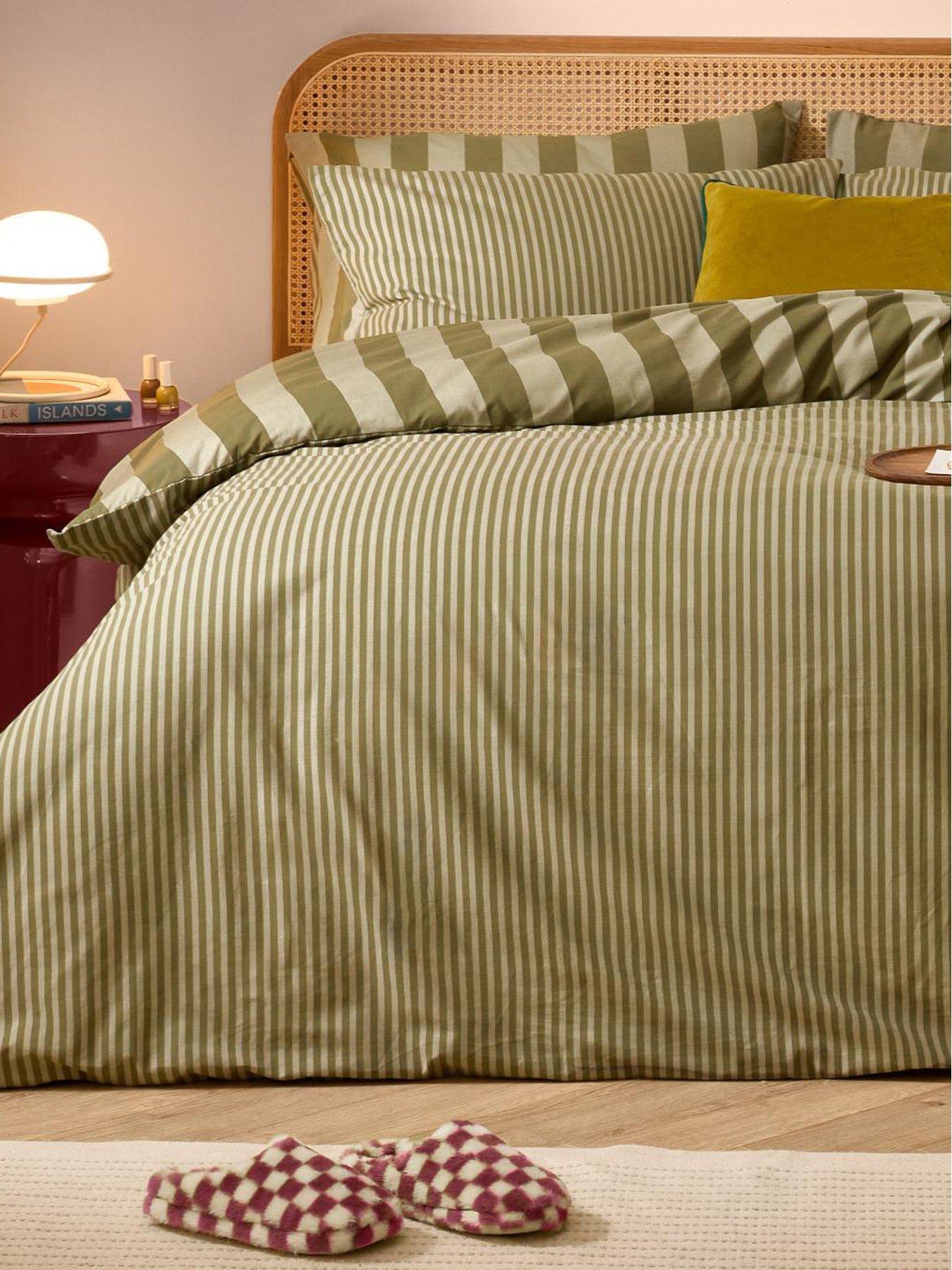 Image 4 of 4 of Furn The Ultimate Stripe Double Duvet Set Green Tea
