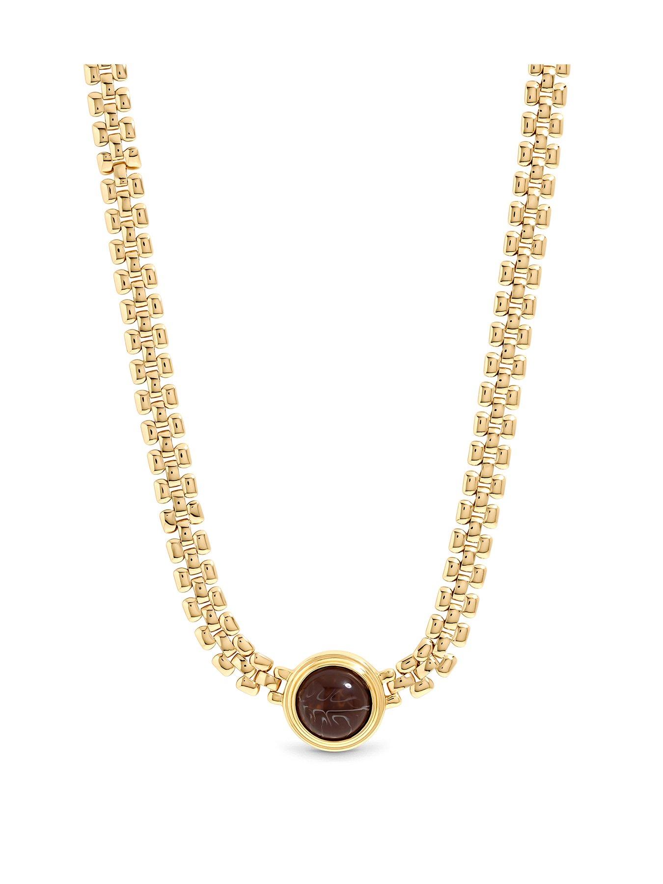 Image 1 of 3 of Mood Mood Gold Plated Resin And Chain Necklace