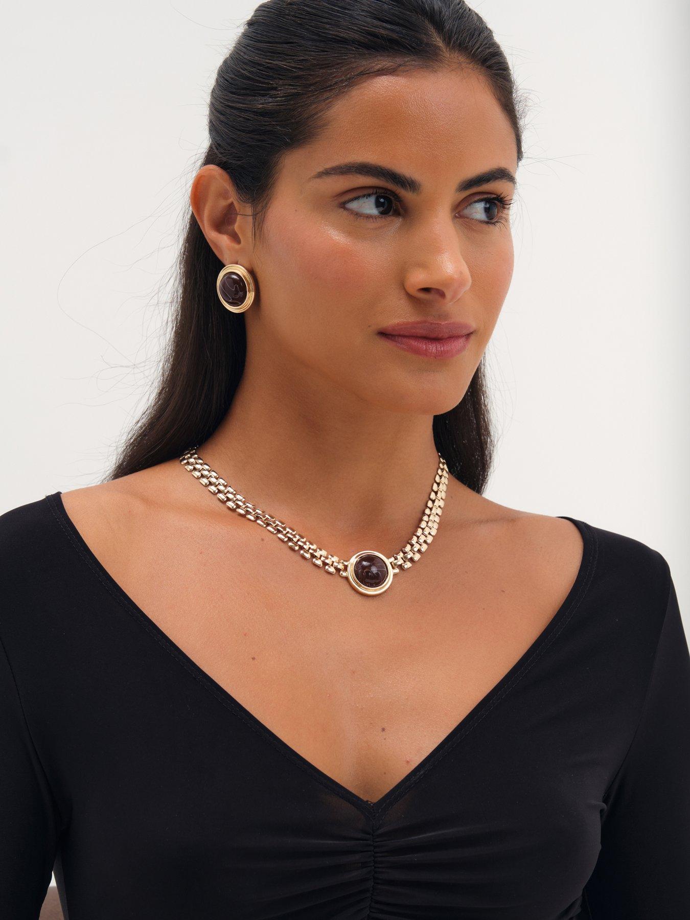Image 3 of 3 of Mood Mood Gold Plated Resin And Chain Necklace
