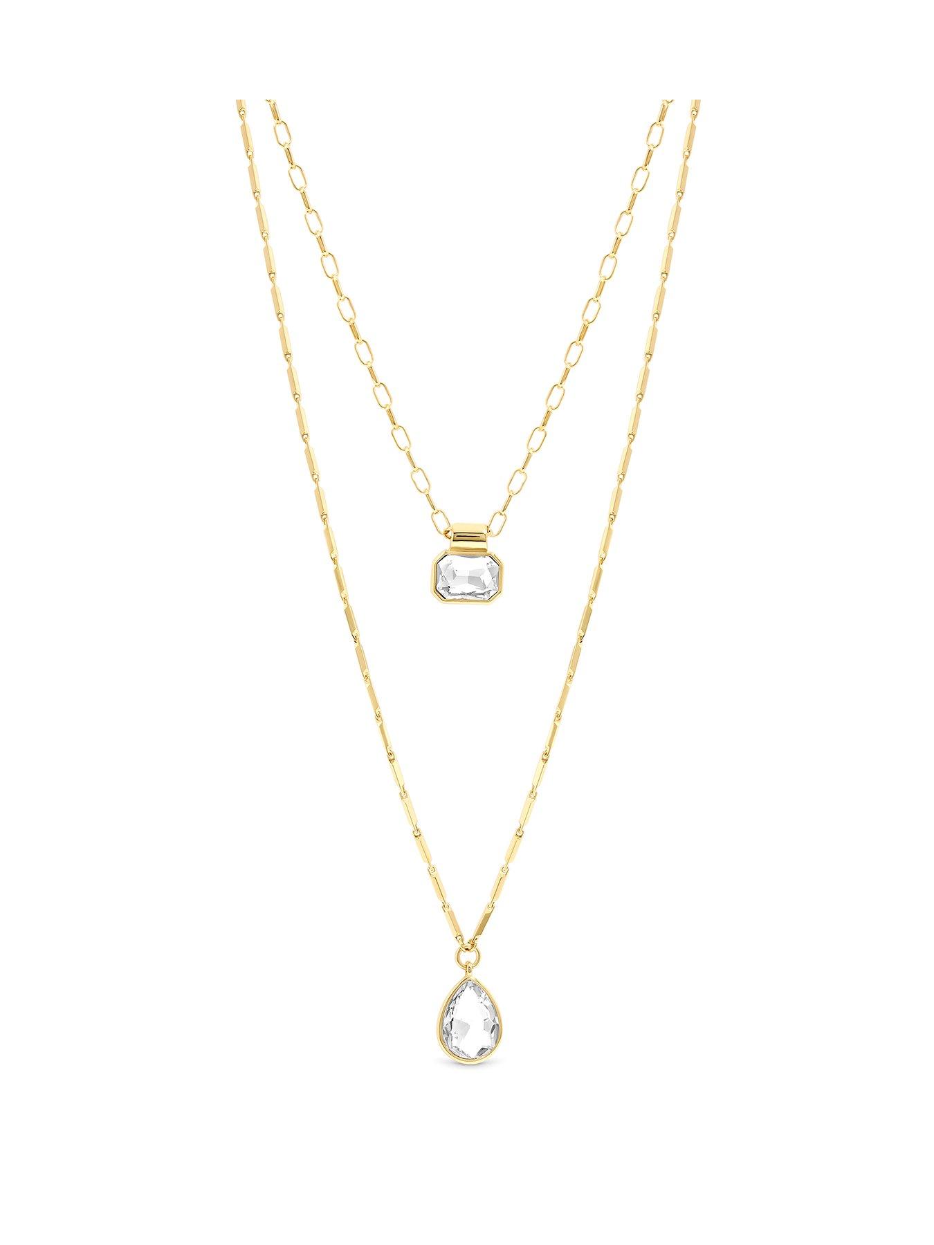 Image 1 of 3 of Mood Mood Gold Crystal Double Layered Pendant