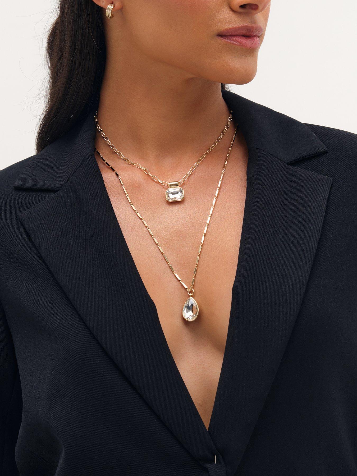 Image 2 of 3 of Mood Mood Gold Crystal Double Layered Pendant