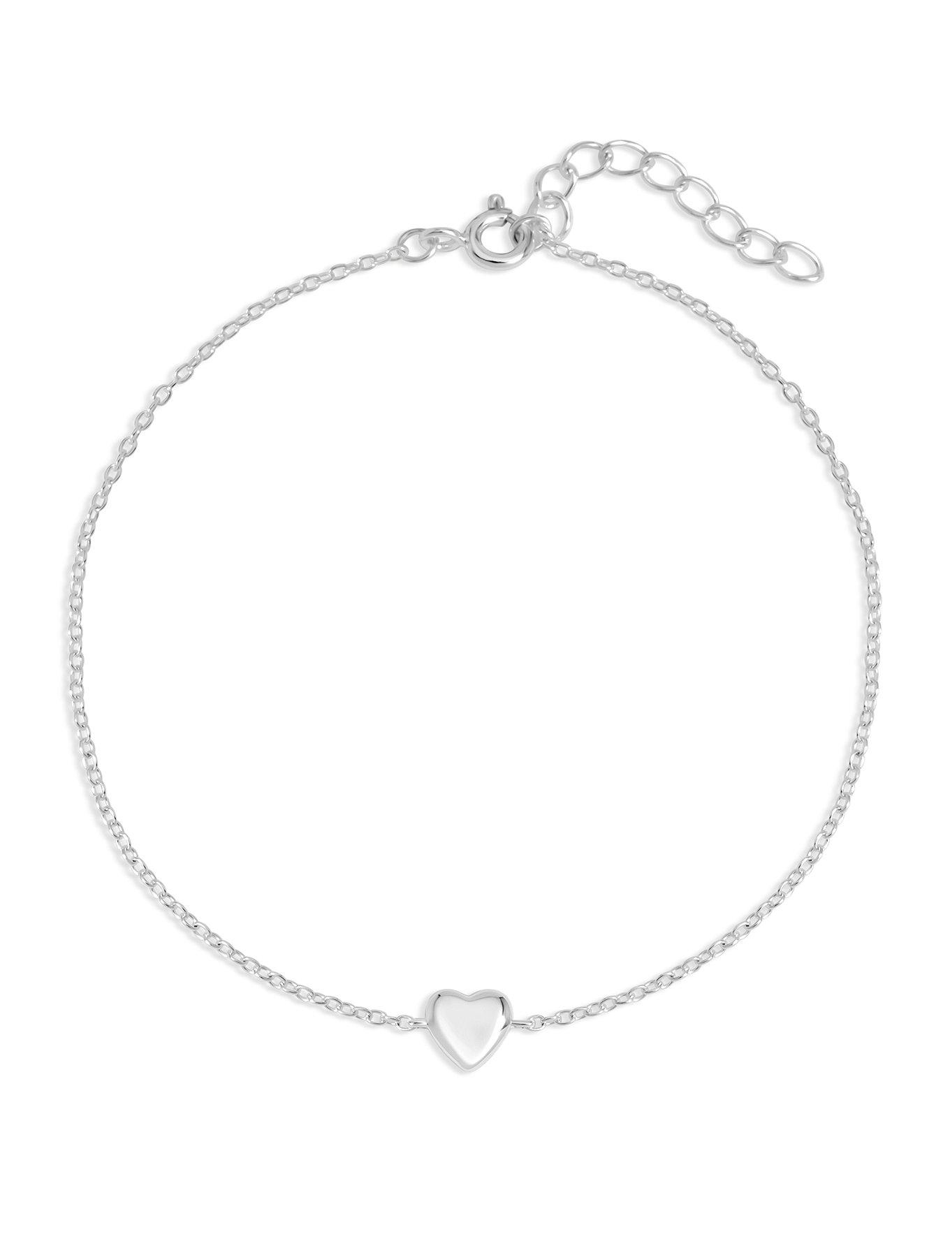 Image 1 of 3 of Simply Silver Simply Silver 925 Sterling Silver Fine Polished Heart Bracelet - Gift Pouch