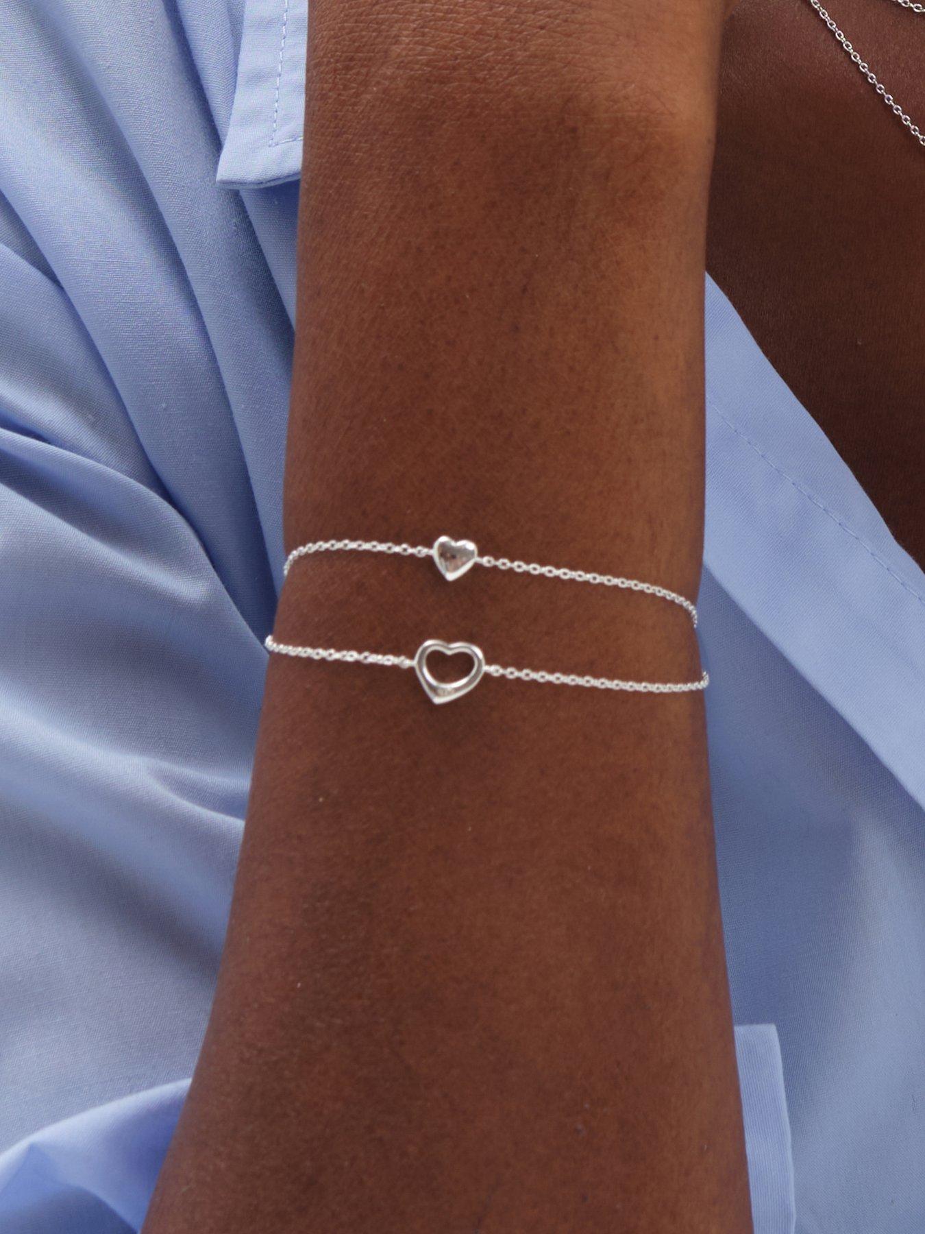 Image 2 of 3 of Simply Silver Simply Silver 925 Sterling Silver Fine Polished Heart Bracelet - Gift Pouch