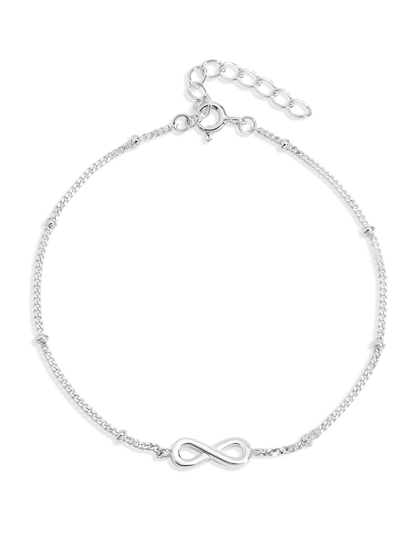 Simply Silver Simply Silver 925 Sterling Silver Polished Infinity Station Chain Bracelet - Gift Pouch