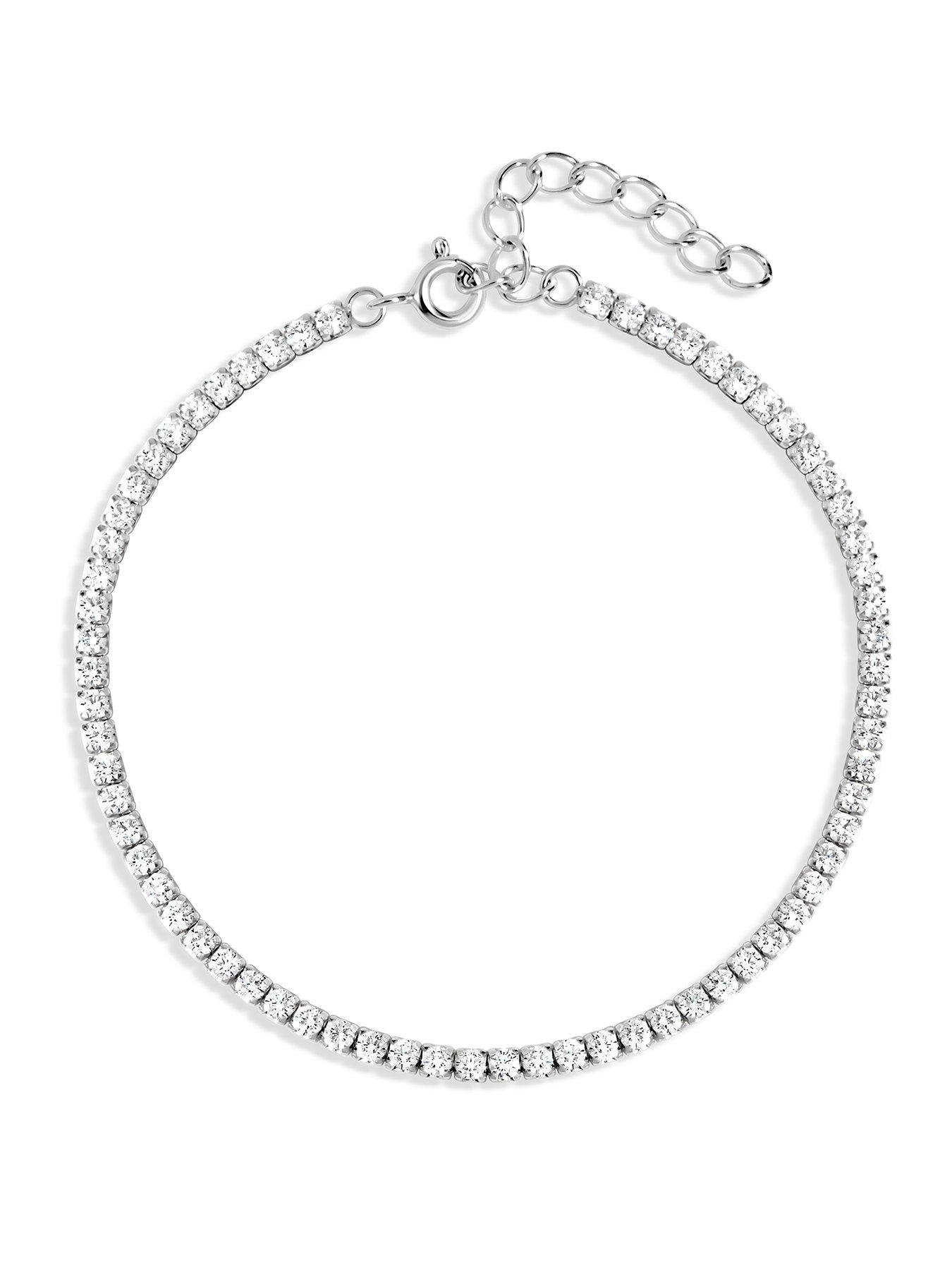 Jon Richard Simply Silver 925 Sterling Silver Cubic Zirconia Fine Tennis Bracelet - Gift Pouch