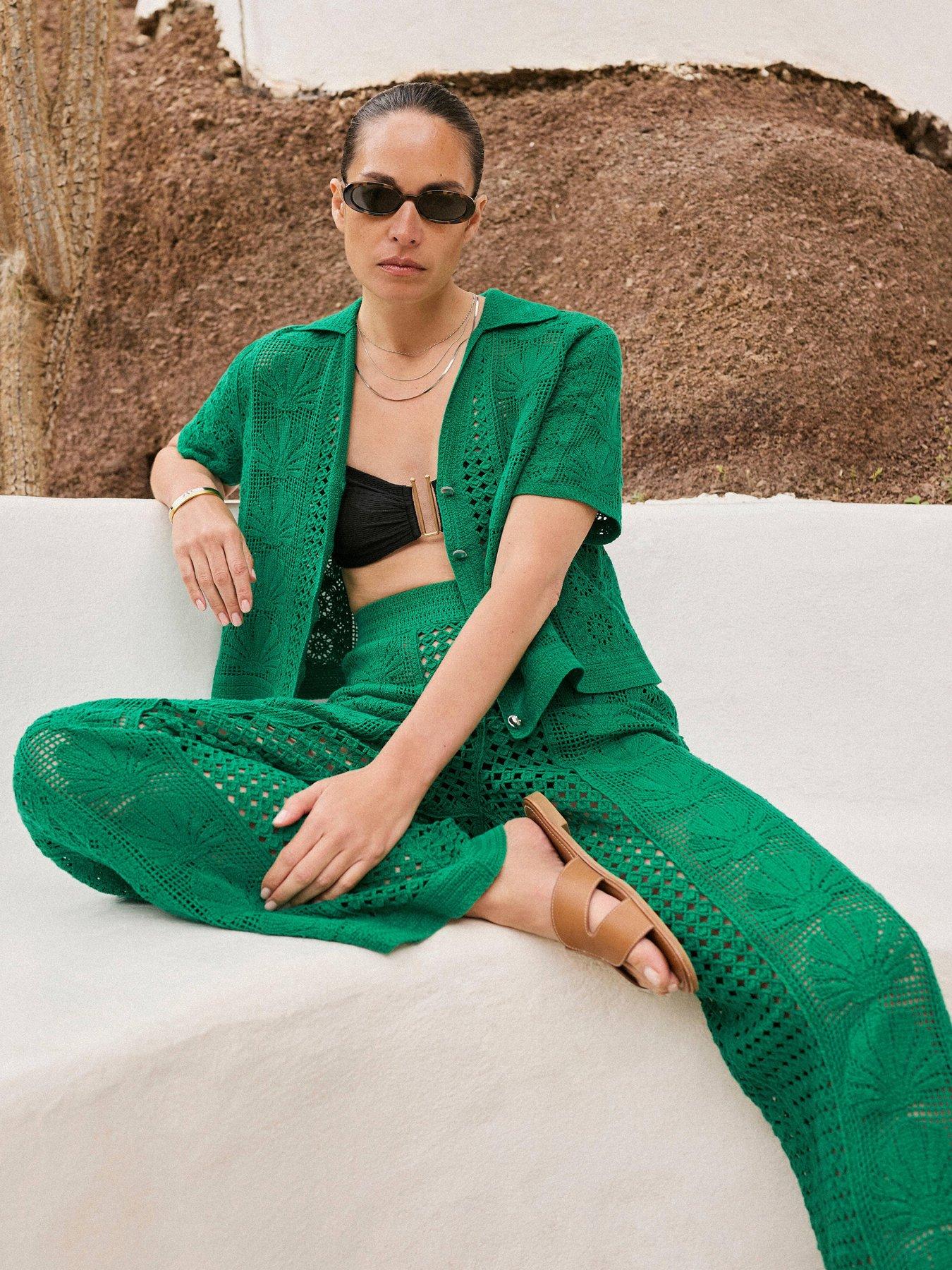 Mint Velvet Green Shell Crochet Shirt