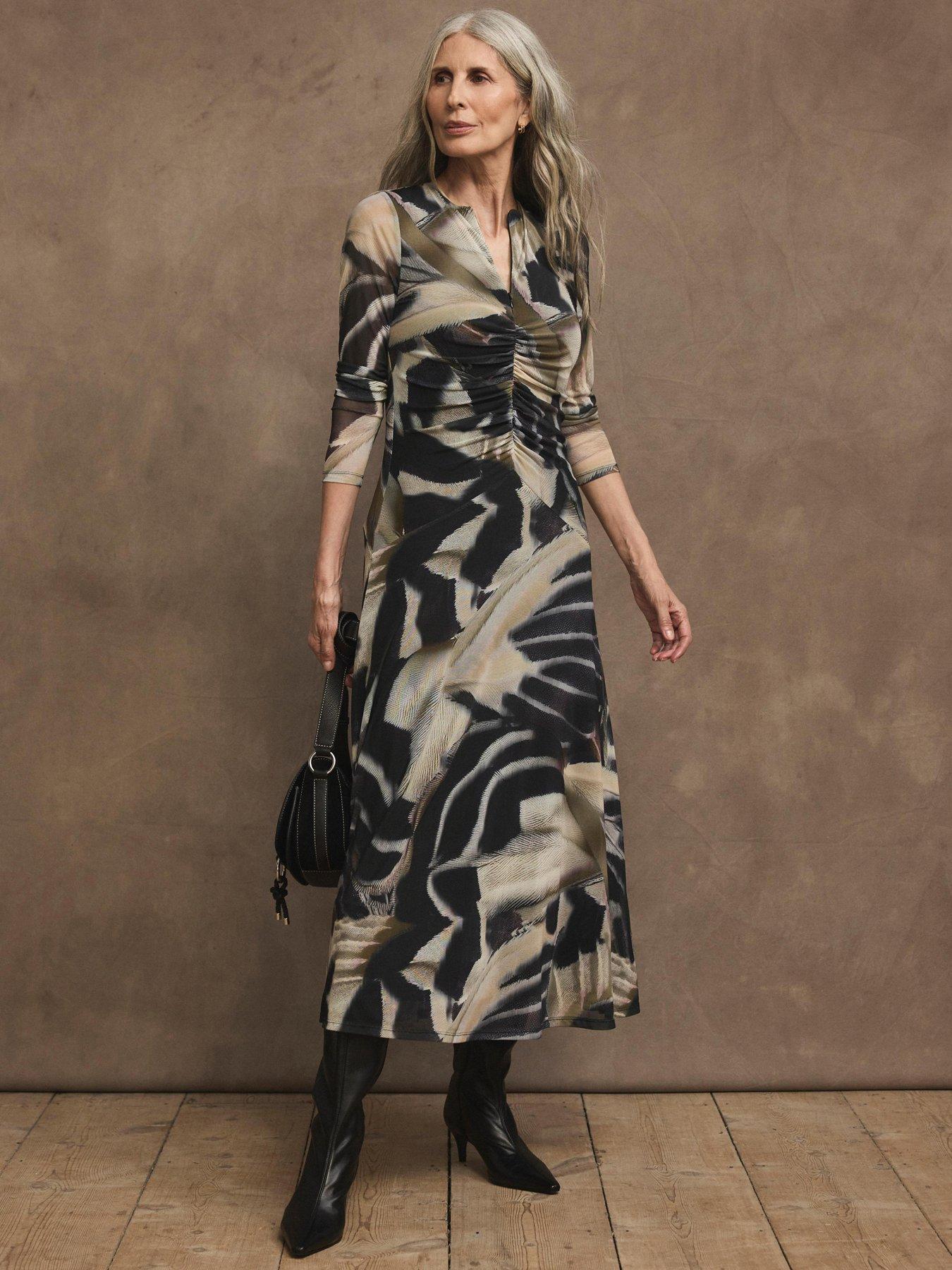 Mint Velvet Abstract Print Mesh Dress
